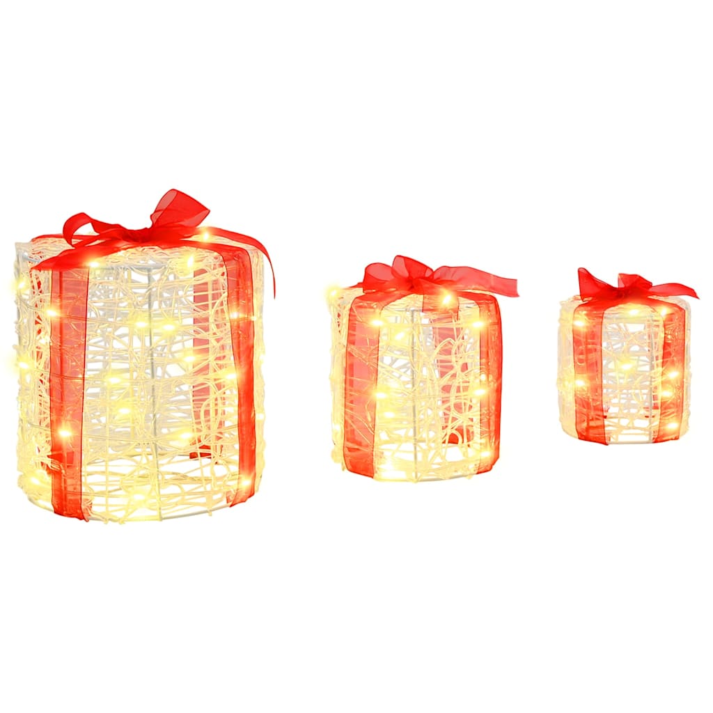 Dekoracija Poklon Kutije 3 pcs Topla bijela 20 x 20 x 21 cm