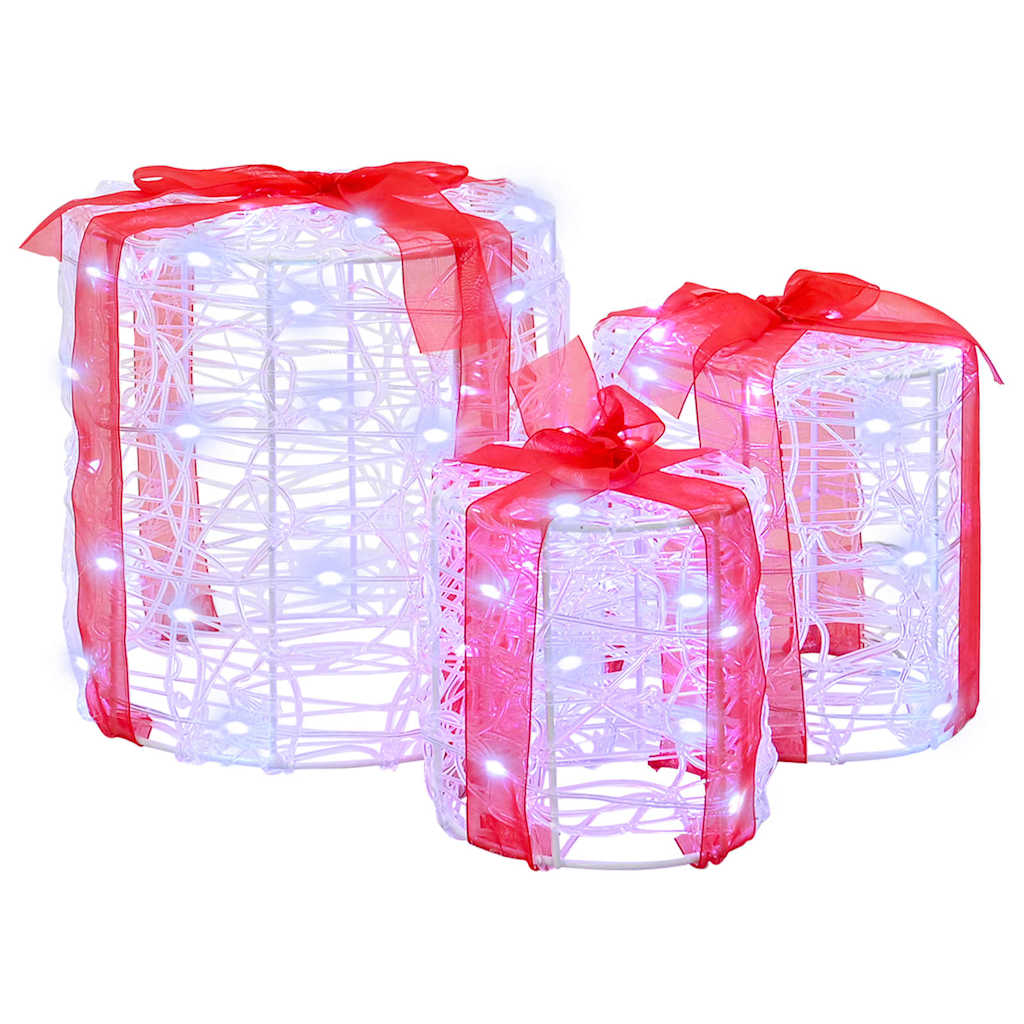 Dekoracija Poklon Kutije 3 pcs Hladna bijela 20 x 20 x 21 cm