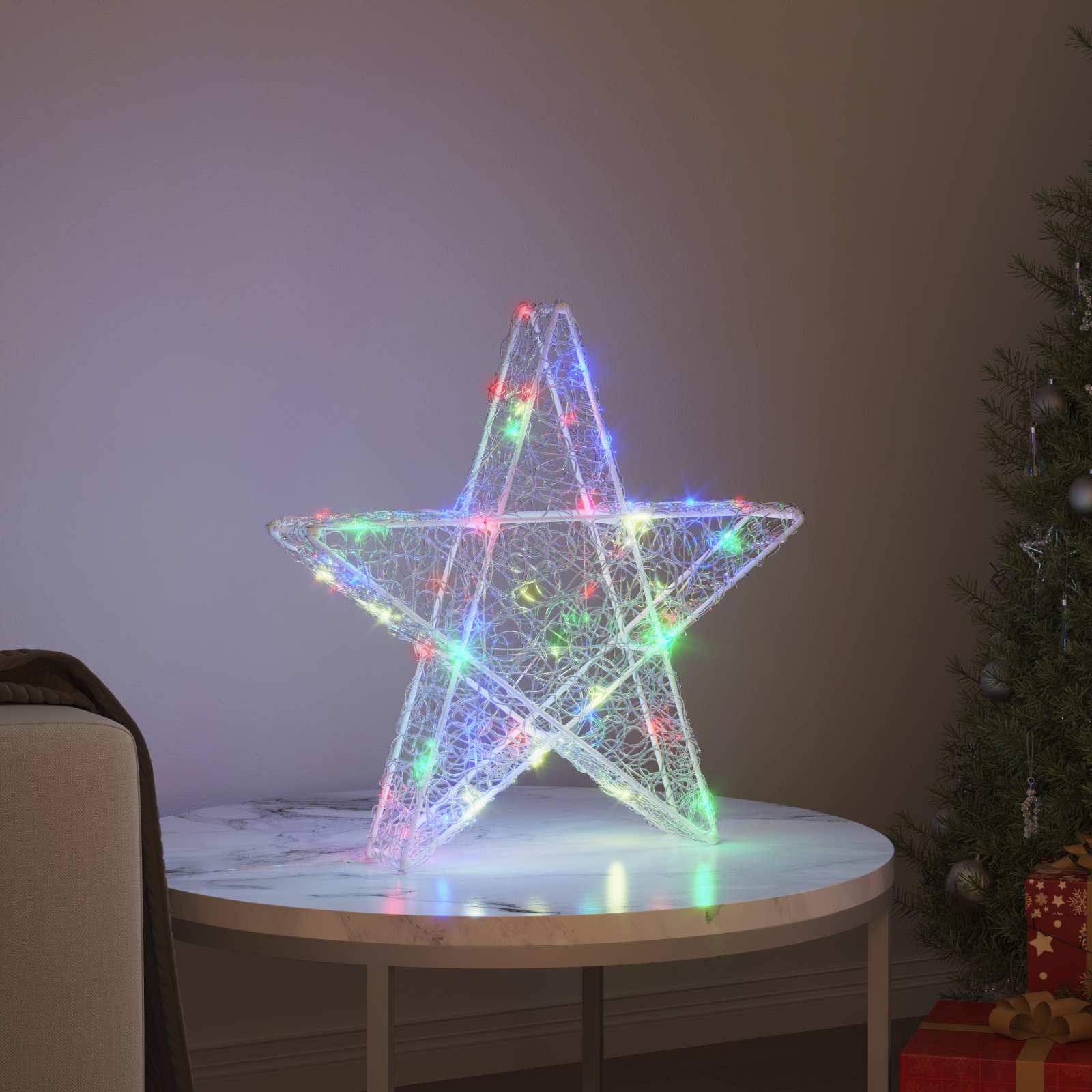 3D Zvijezda s 50 LED svjetlima Šareni 55 x 53.5 x 10 cm Akril