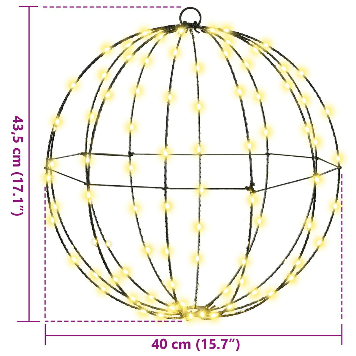 Lopta 2 pcs Topla bijela 40 x 40 x 43,5 cm Metal