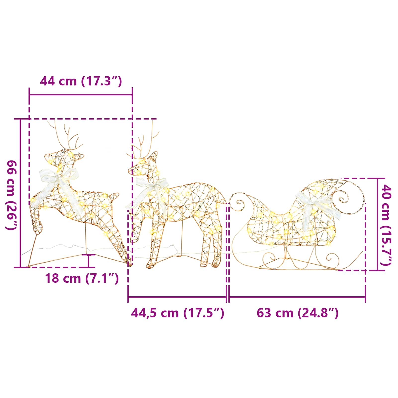 LED Riječni jeleni s 60 LED svjetlima 3 pcs Topla bijela PET