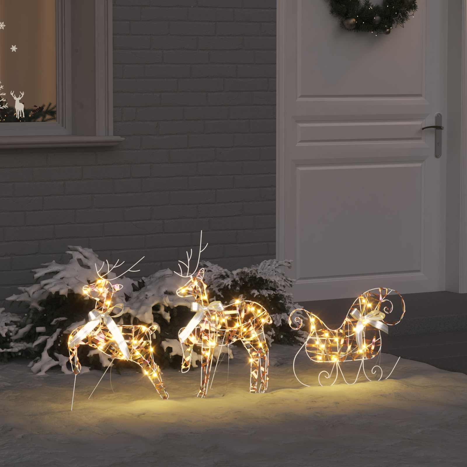 LED Riječni jeleni s 60 LED svjetlima 3 pcs Topla bijela PET