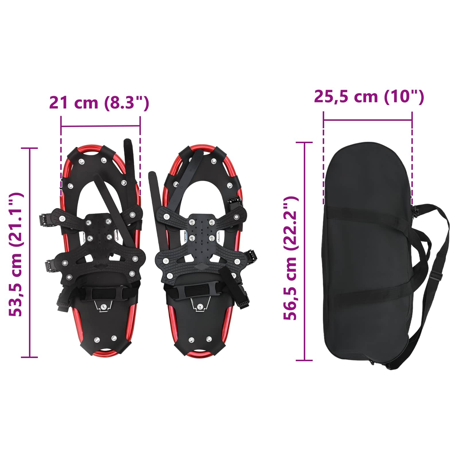 3 u 1 snježne krplje Crvena i Crna 53,5 x 21 cm Aluminij i HDPE