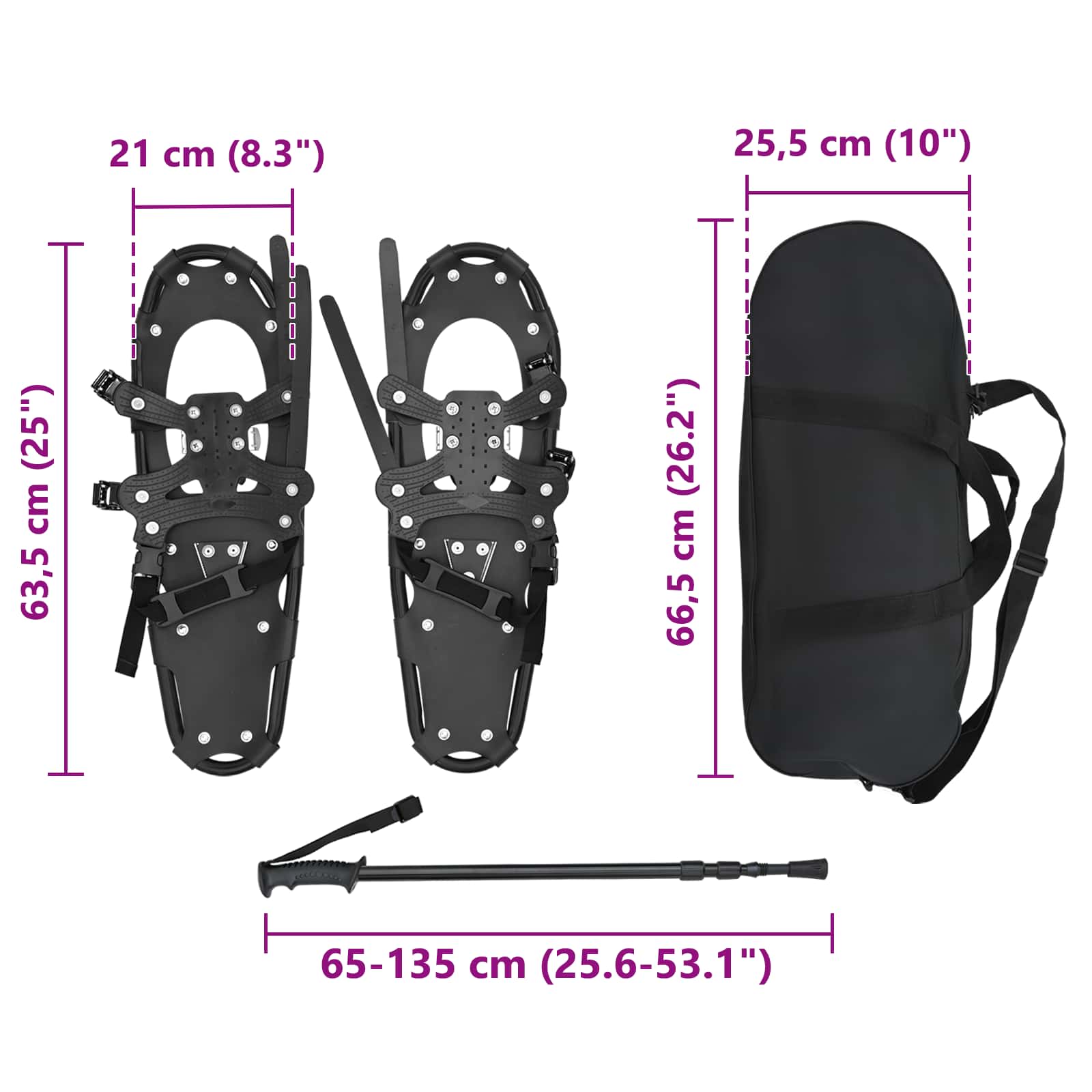 3 U 1 snježne sanjke s planirarskim štakama Crna 63,5 x 21 cm