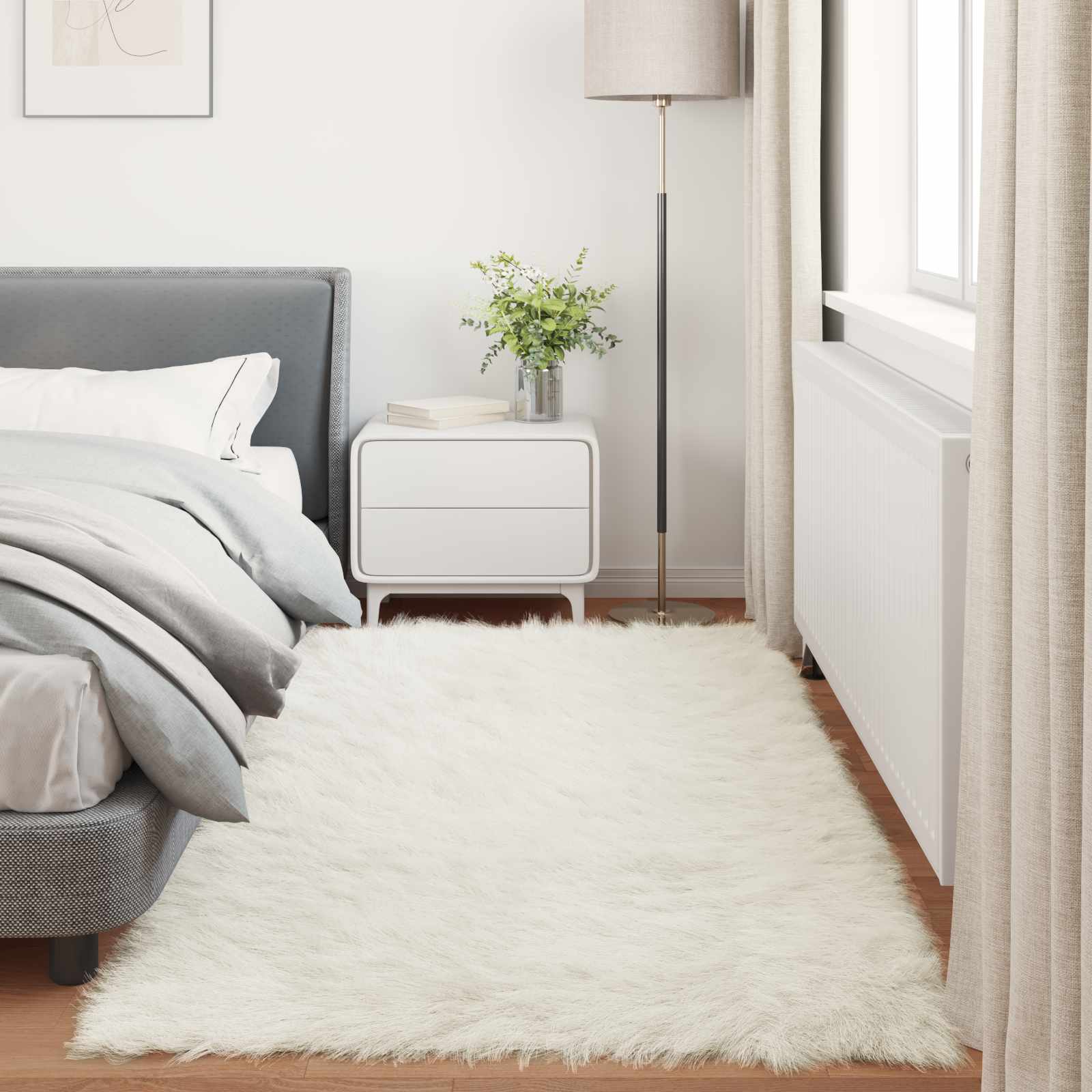 Tepih od umjetne ovčje kože TAFALLA Bijela 80 x 200 cm