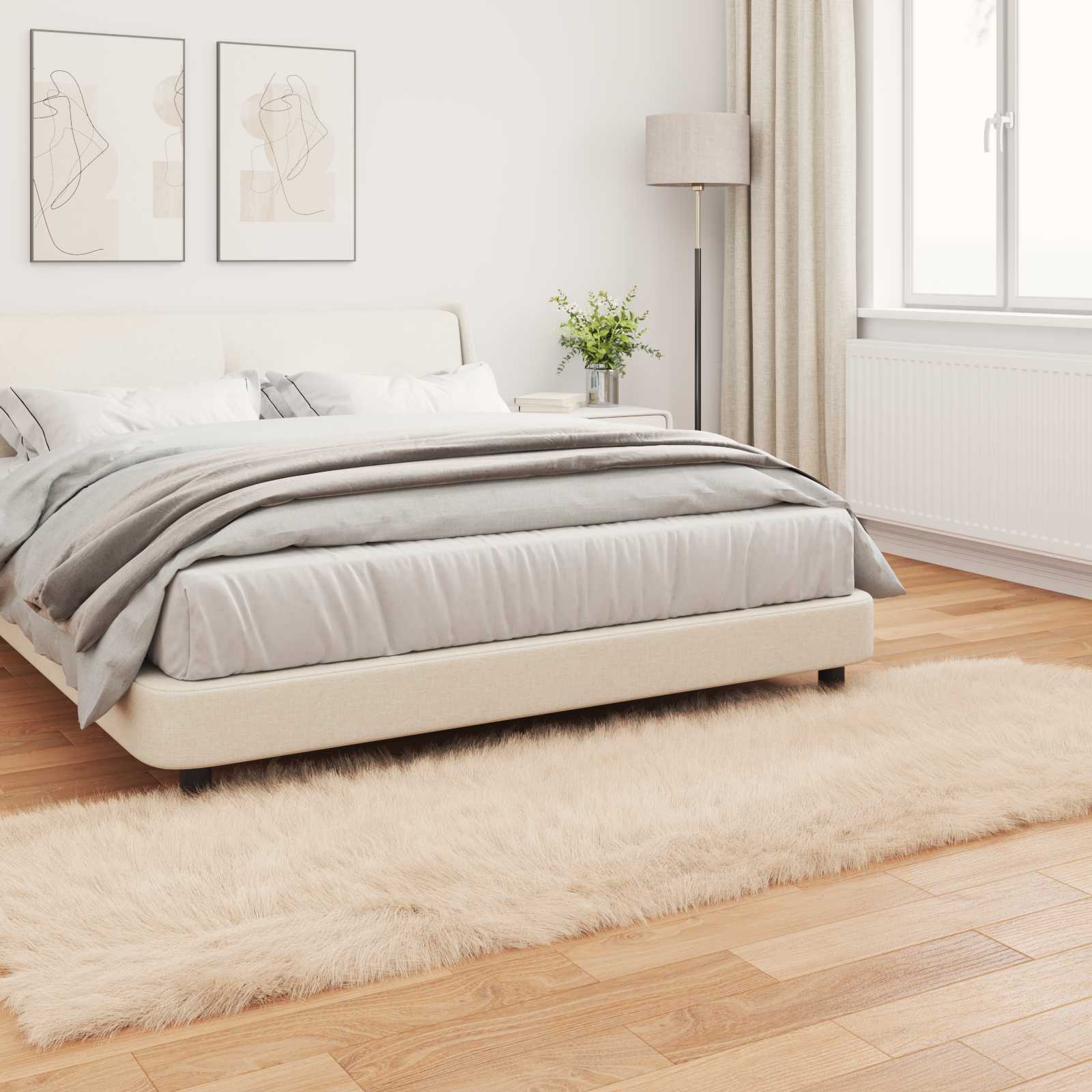 Tepih od umjetne ovčje kože TAFALLA Bež 80 x 250 cm Poliester
