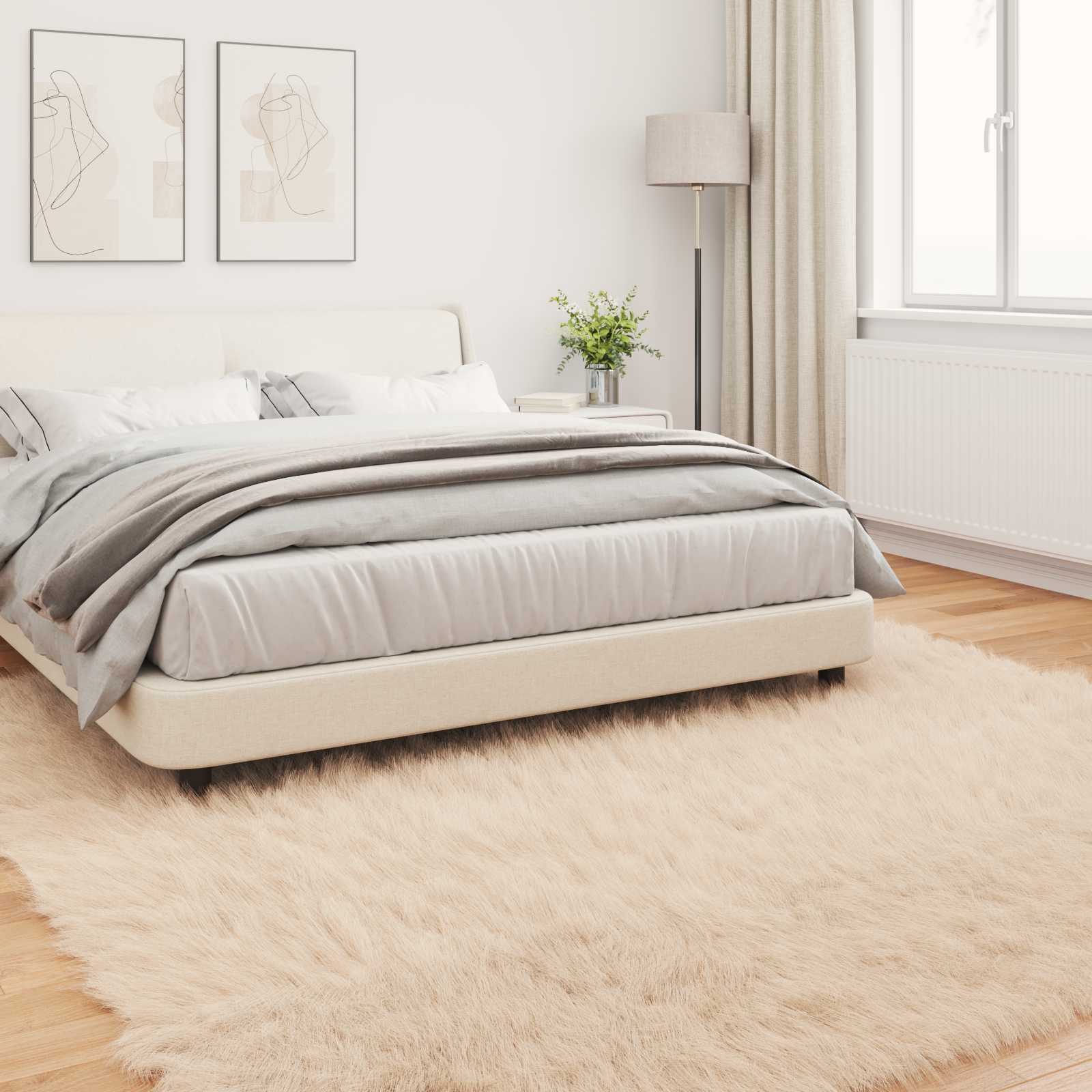Tepih od umjetne ovčje kože TAFALLA Bež 240 x 240 cm Poliester