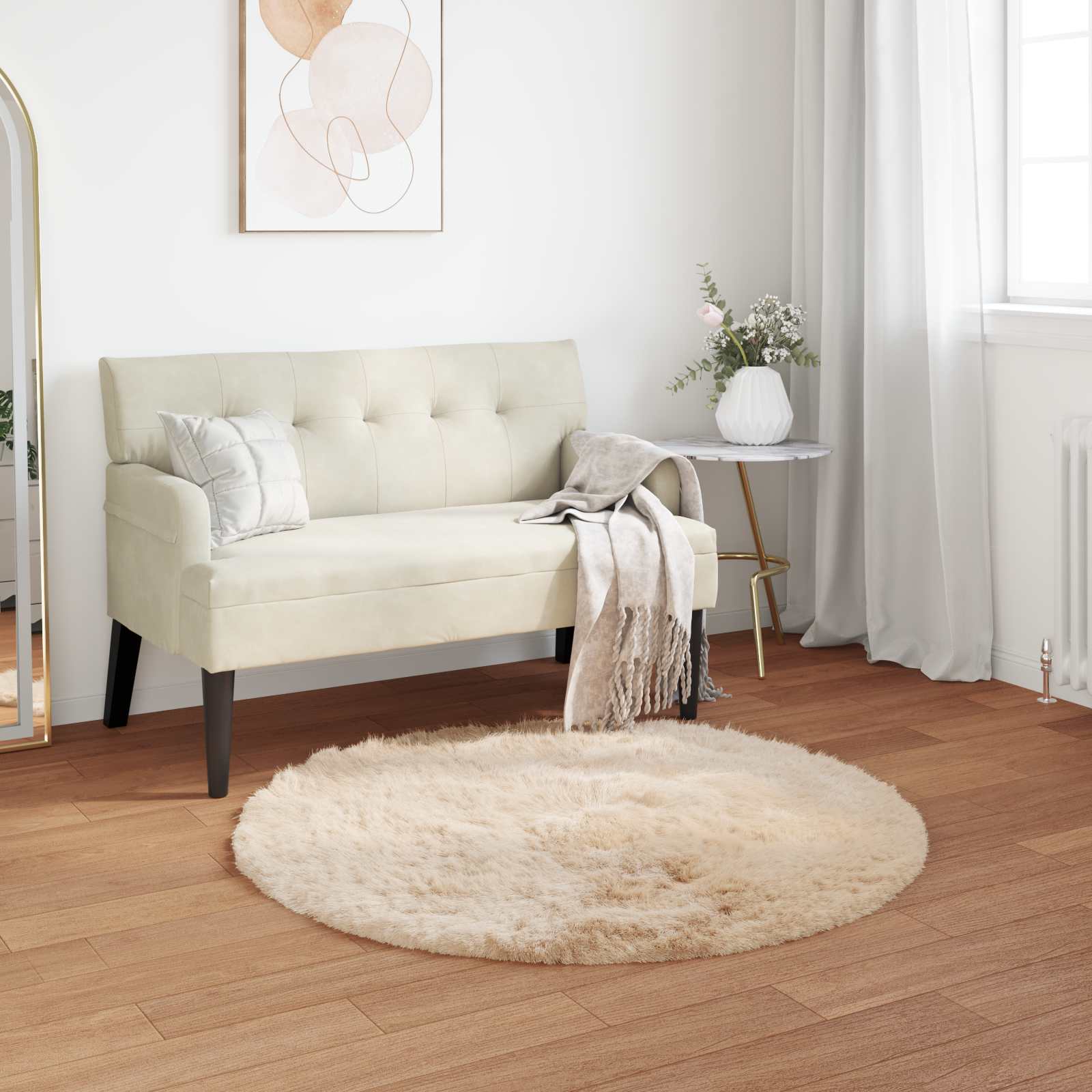 Tepih od umjetne ovčje kože TAFALLA Bež Ø 80 cm Poliester