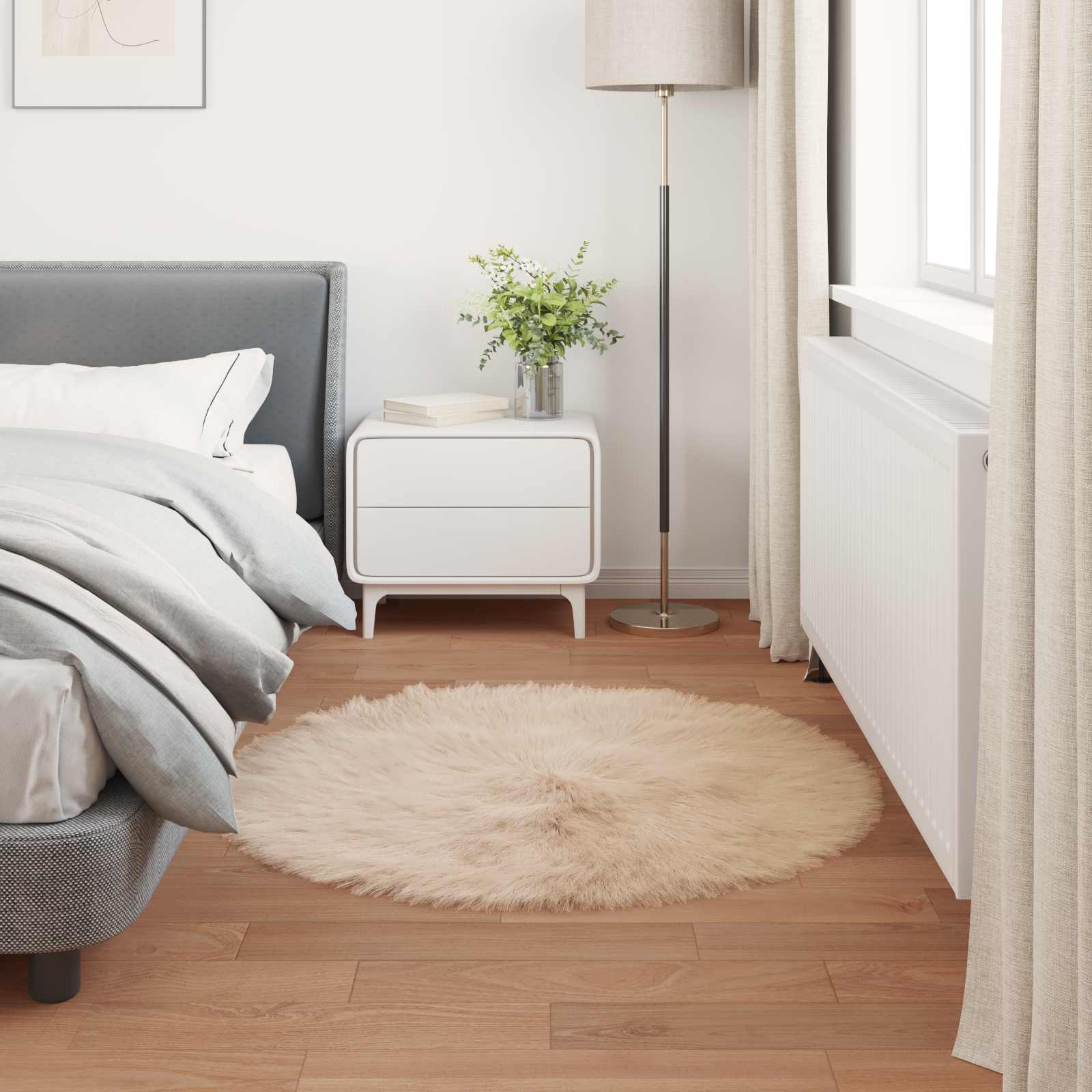 Tepih od umjetne ovčje kože TAFALLA Bež Ø 80 cm Poliester