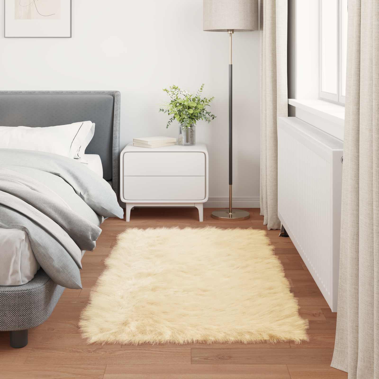 Tepih od umjetne ovčje kože TAFALLA Krem 80 x 150 cm Poliester
