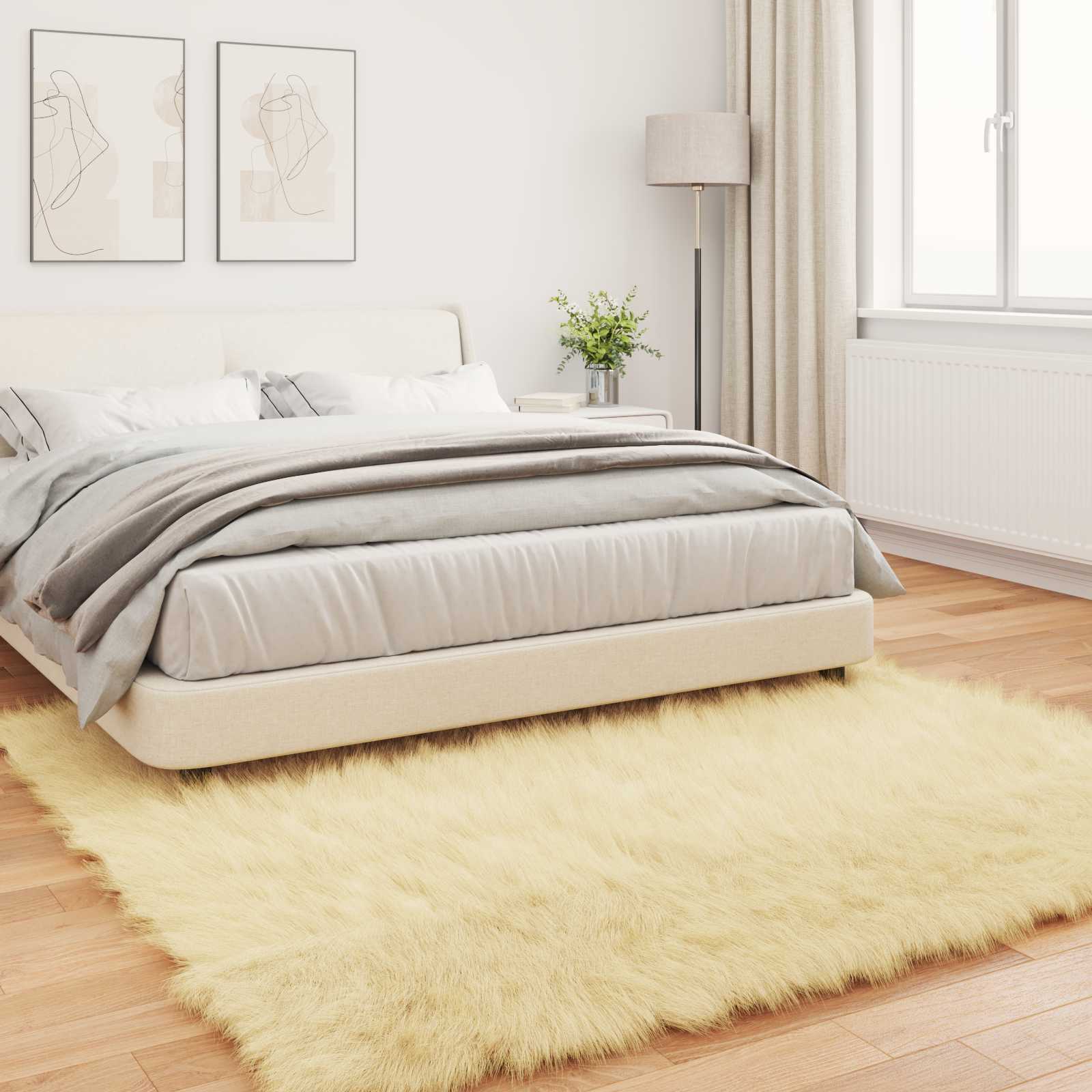 Tepih od umjetne ovčje kože TAFALLA Krem 240 x 240 cm Poliester