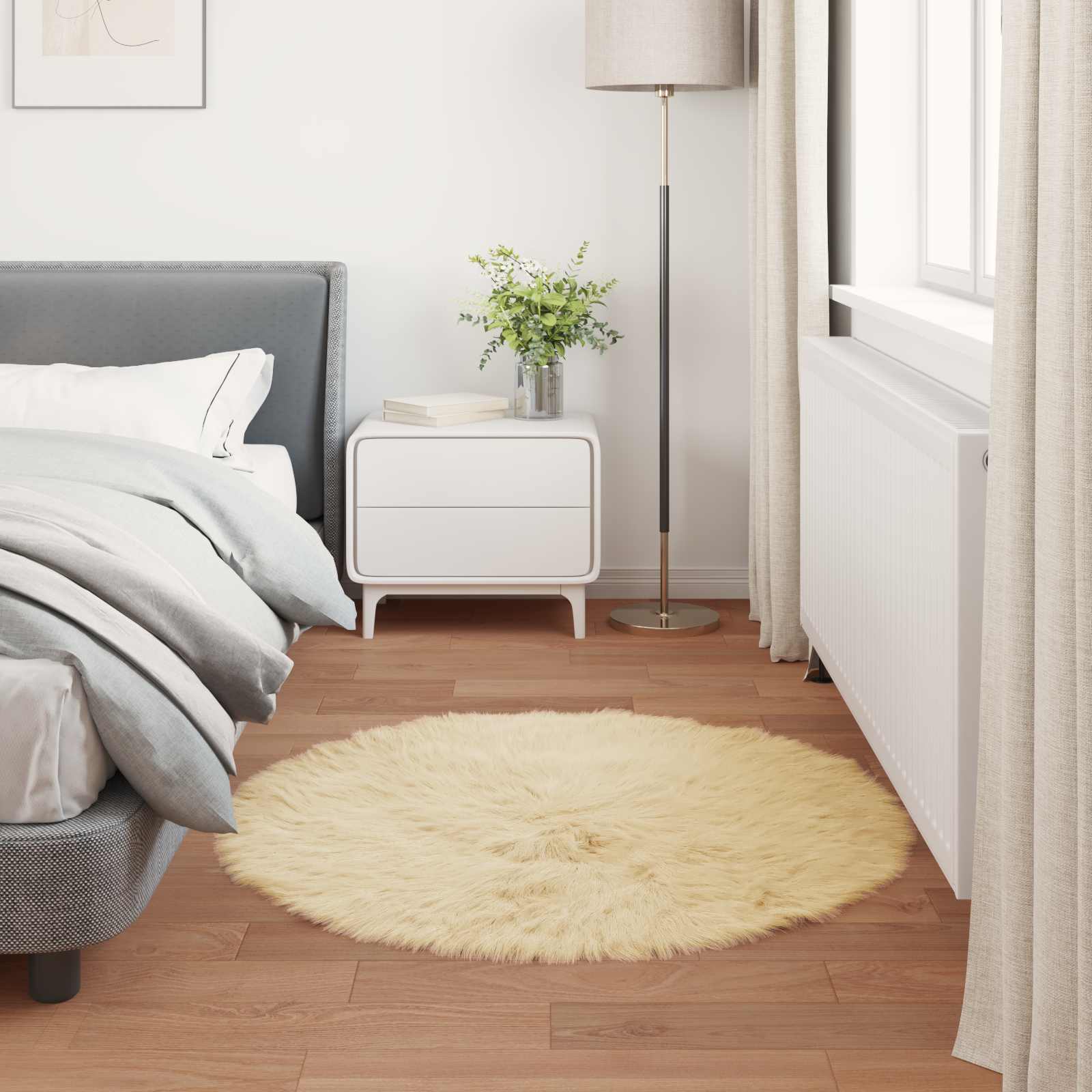 Tepih od umjetne ovčje kože TAFALLA Krem Ø 80 cm Poliester