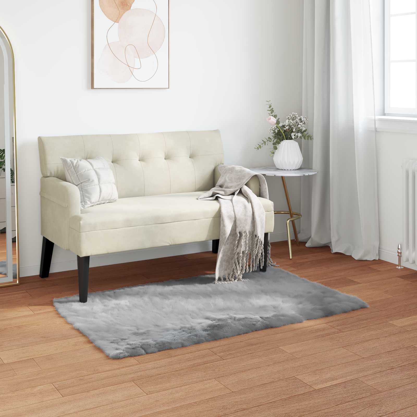 Tepih od umjetne ovčje kože TAFALLA Siva 60 x 110 cm Poliester