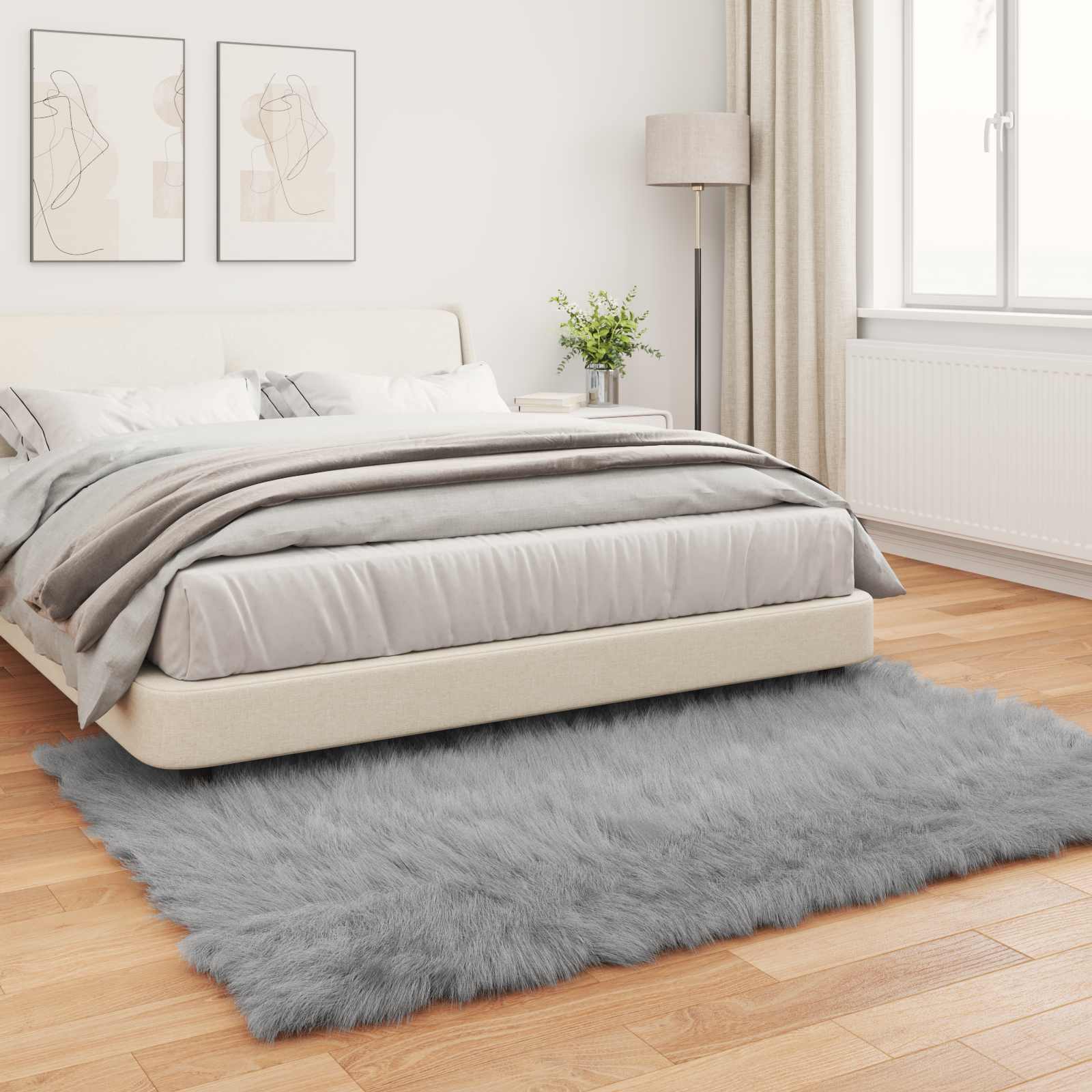 Tepih od umjetne ovčje kože TAFALLA Siva 140 x 200 cm Poliester