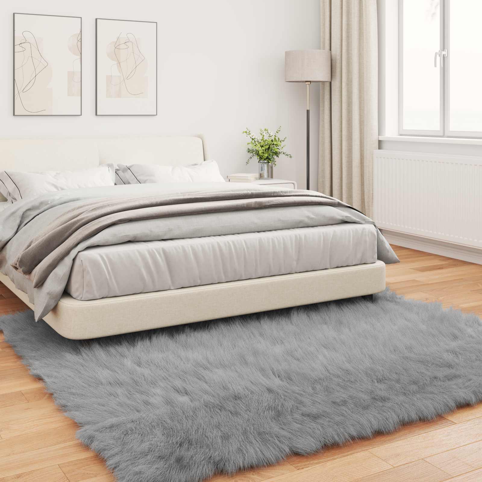 Tepih od umjetne ovčje kože TAFALLA Siva 240 x 240 cm Poliester