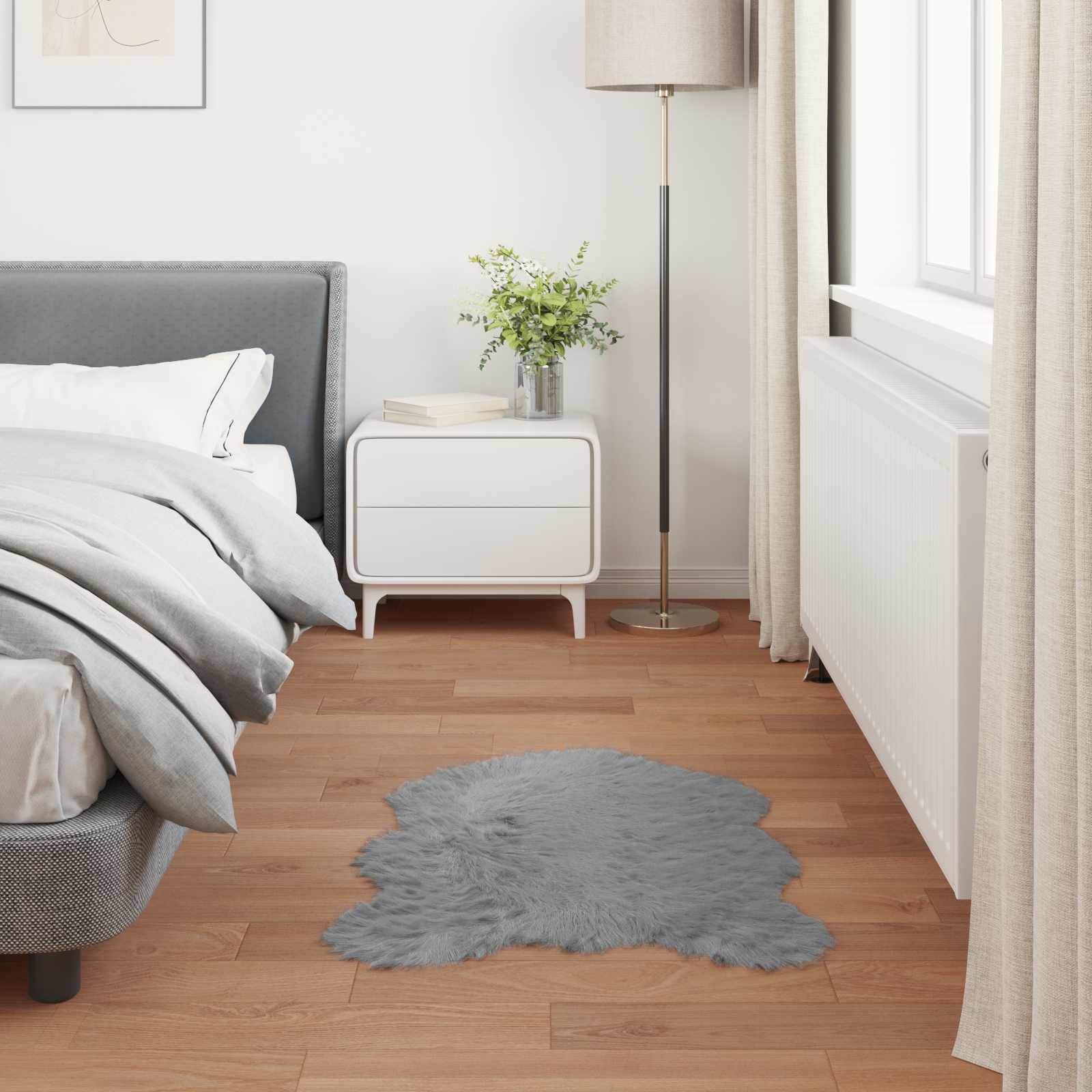 Tepih od umjetne ovčje kože TAFALLA Siva 80 x 120 cm Poliester