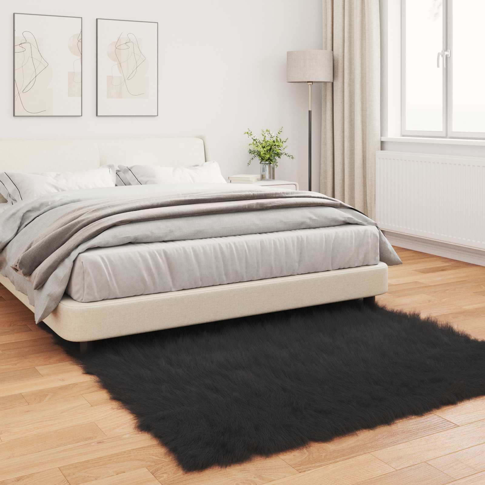 Tepih od umjetne ovčje kože TAFALLA Crna 160 x 160 cm Poliester