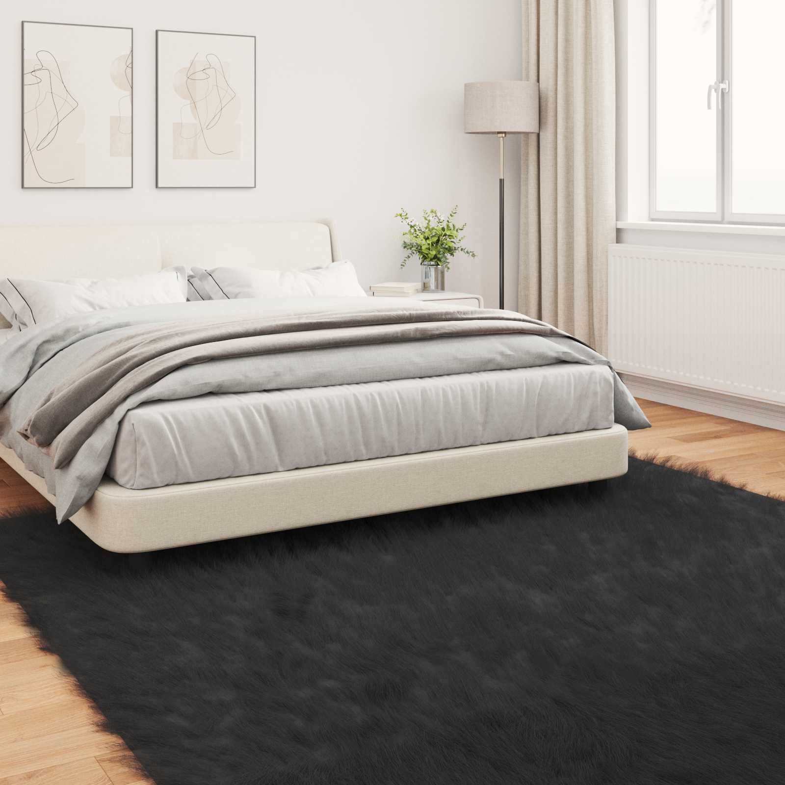 Tepih od umjetne ovčje kože TAFALLA Crna 240 x 240 cm Poliester