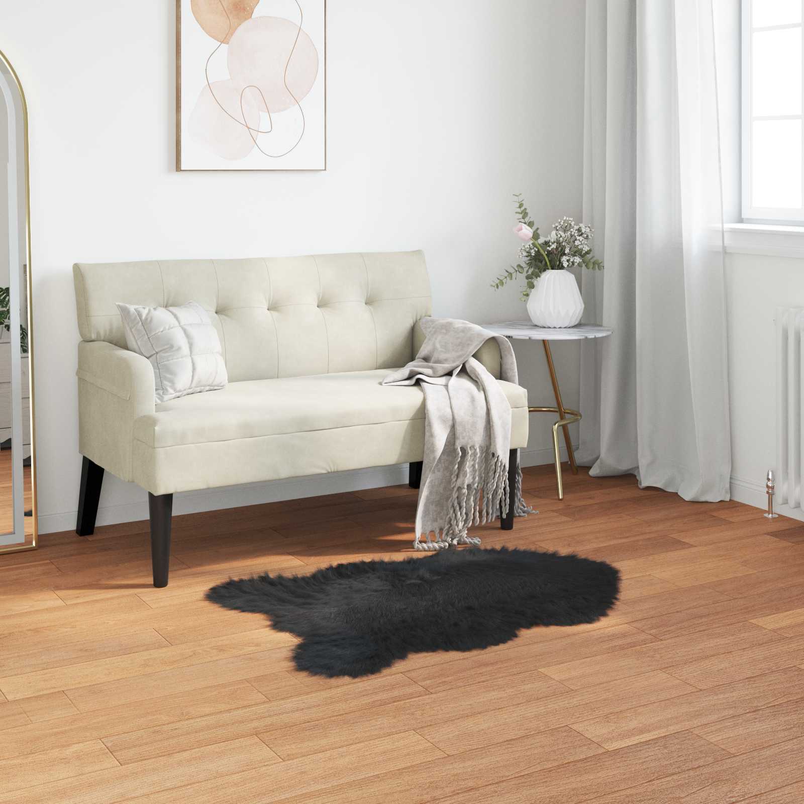 Tepih od umjetne ovčje kože TAFALLA Crna 60 x 90 cm Poliester