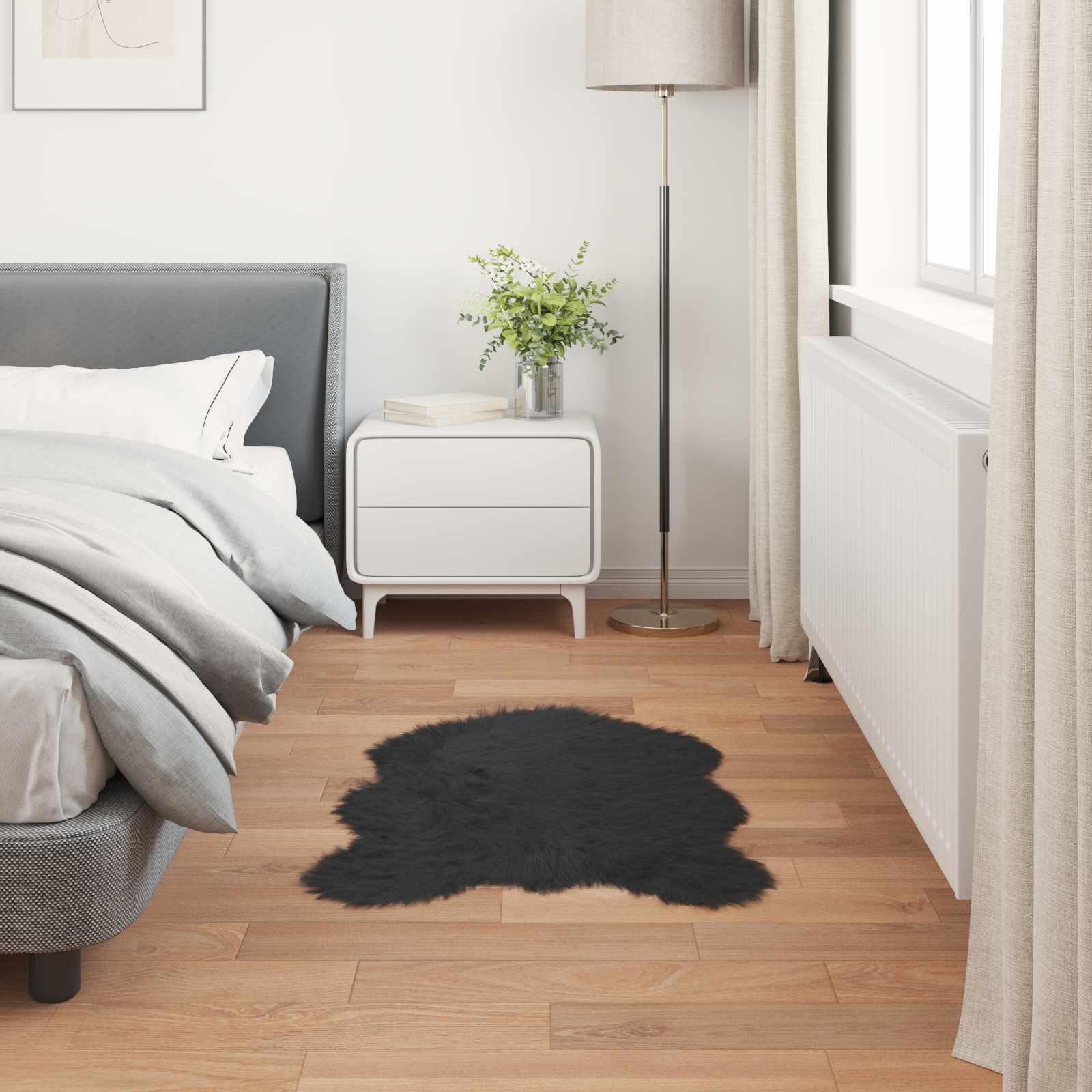 Tepih od umjetne ovčje kože TAFALLA Crna 60 x 90 cm Poliester