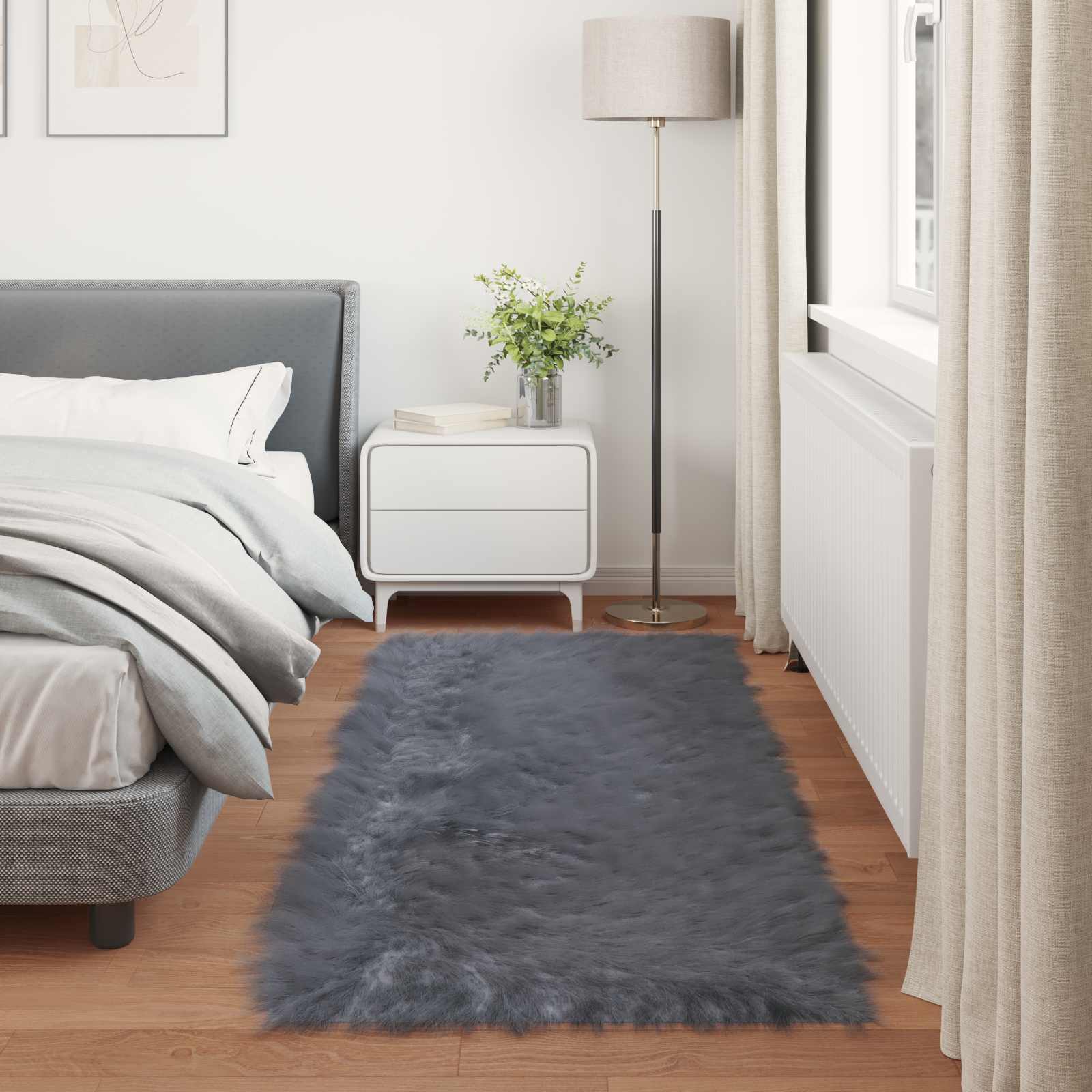 Tepih od umjetne ovčje kože TAFALLA Antracit 80 x 200 cm