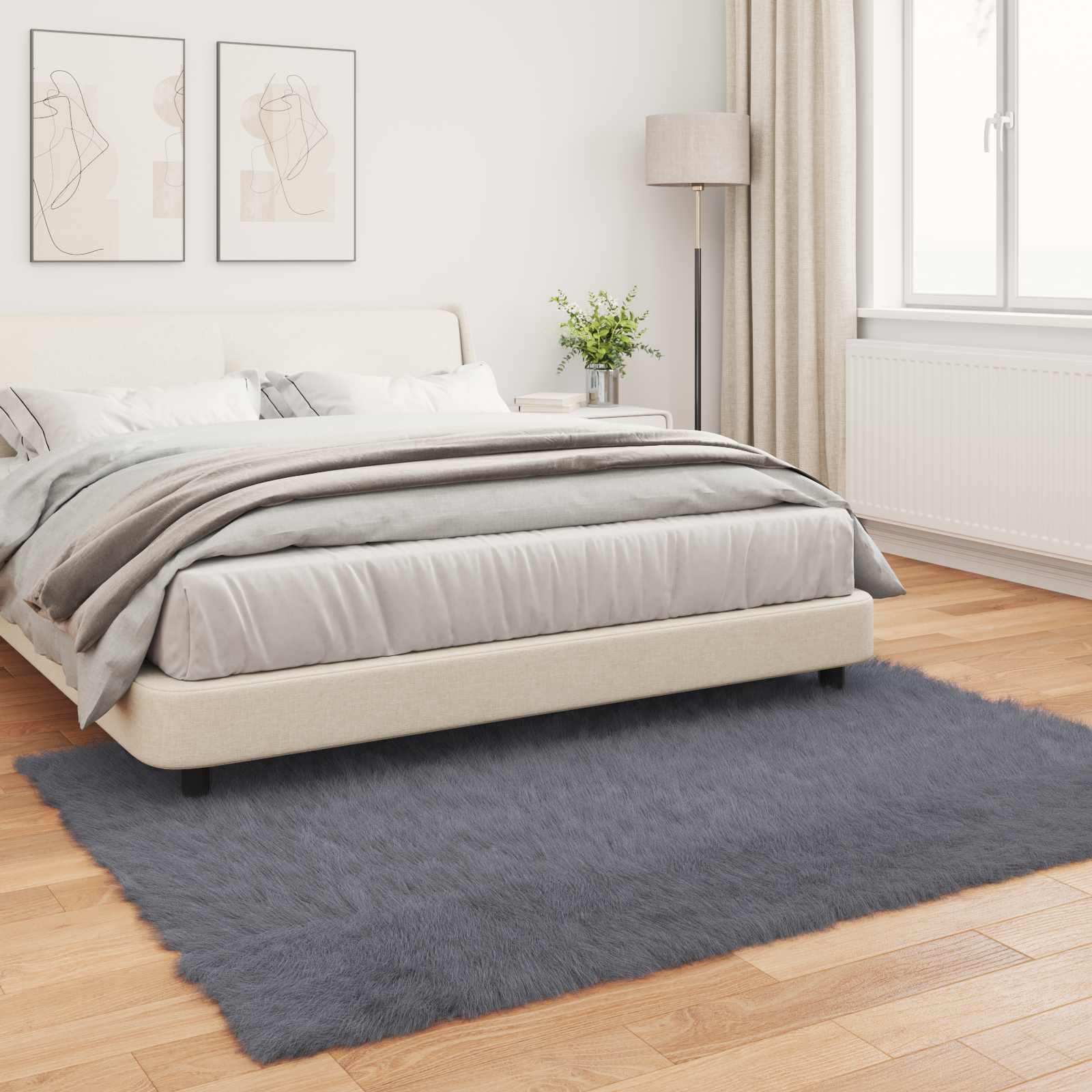 Tepih od umjetne ovčje kože TAFALLA Antracit 140 x 200 cm