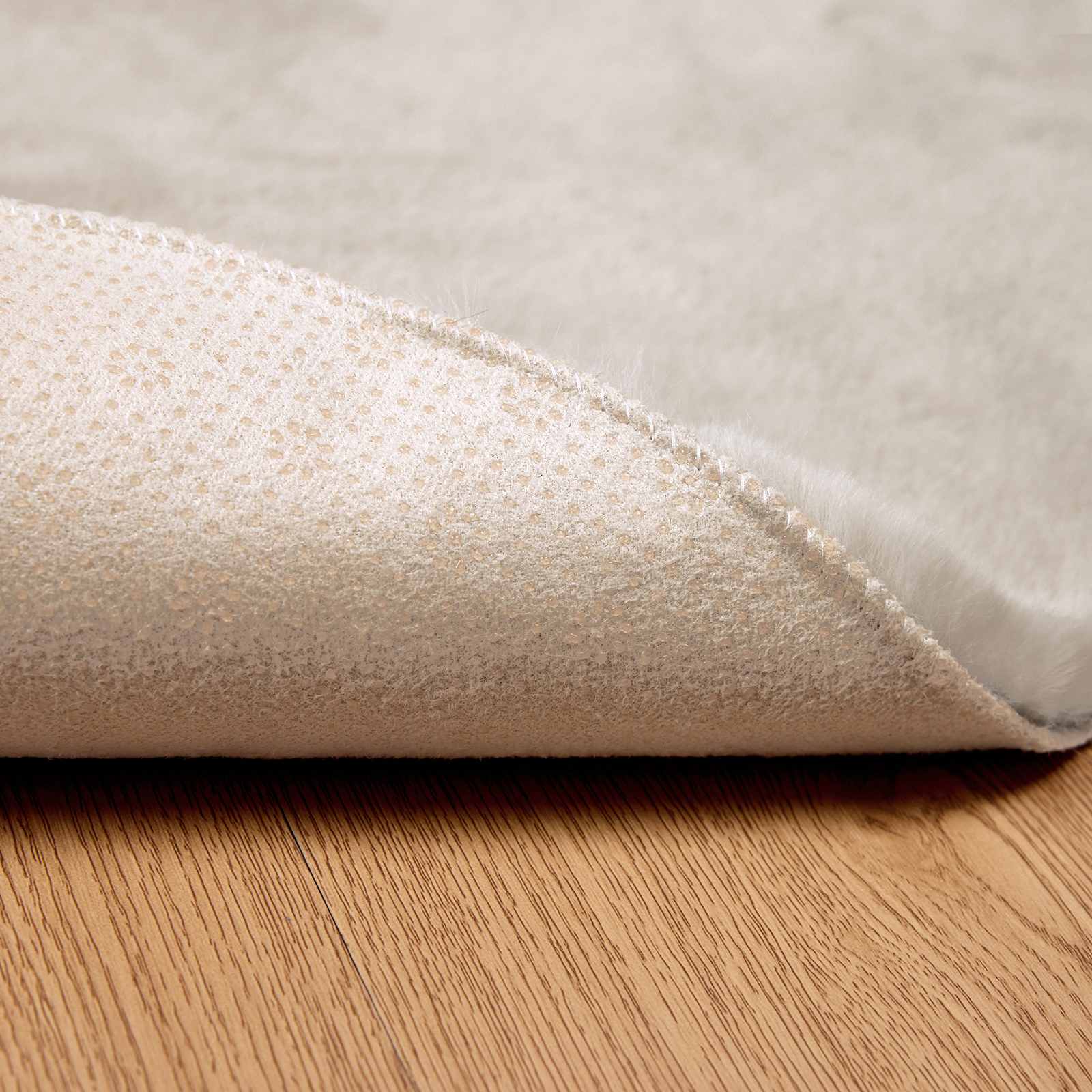 Protuklizni tepih od umjetnog zečjeg krzna OLITE Bež Ø 80 cm