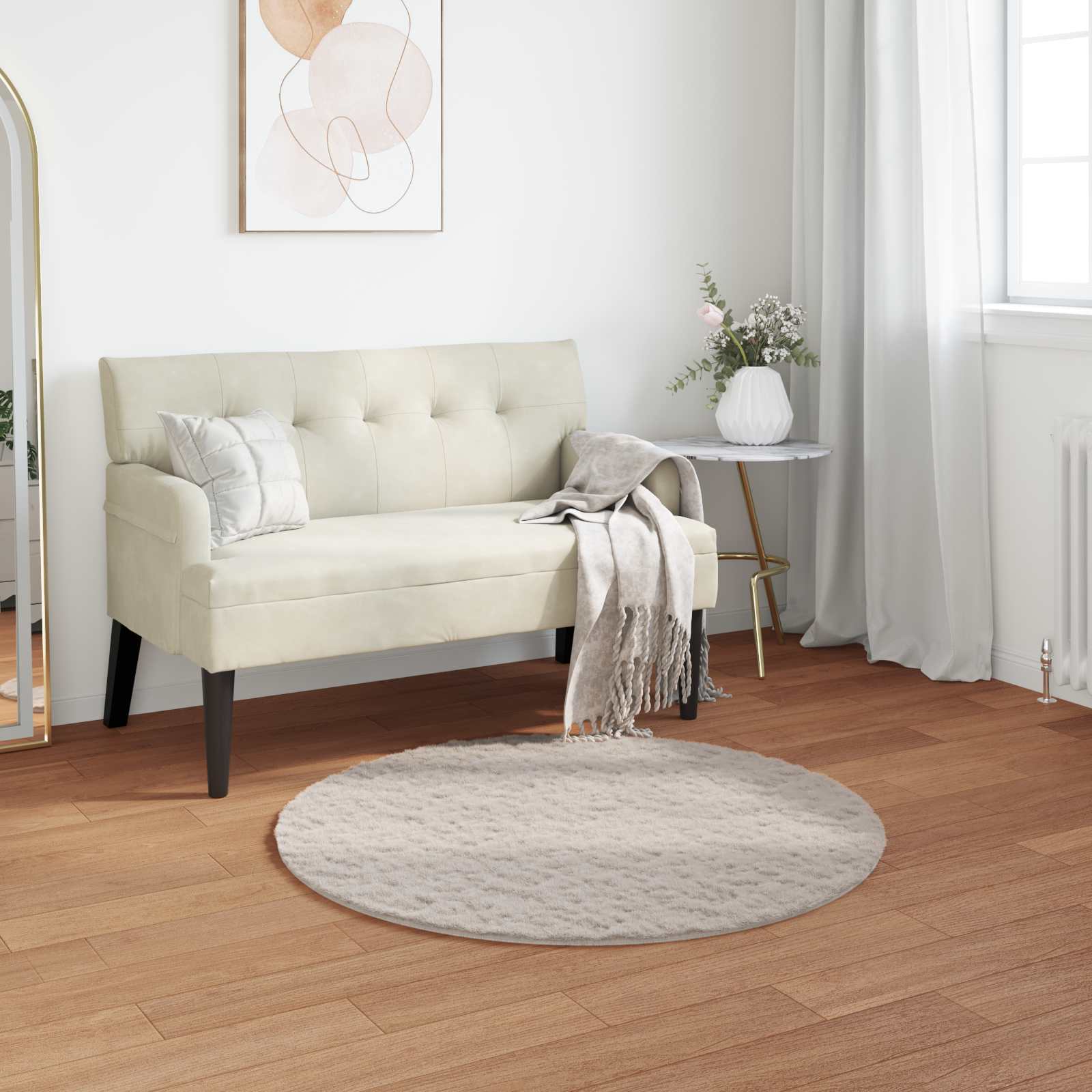 Protuklizni tepih od umjetnog zečjeg krzna OLITE Bež Ø 80 cm