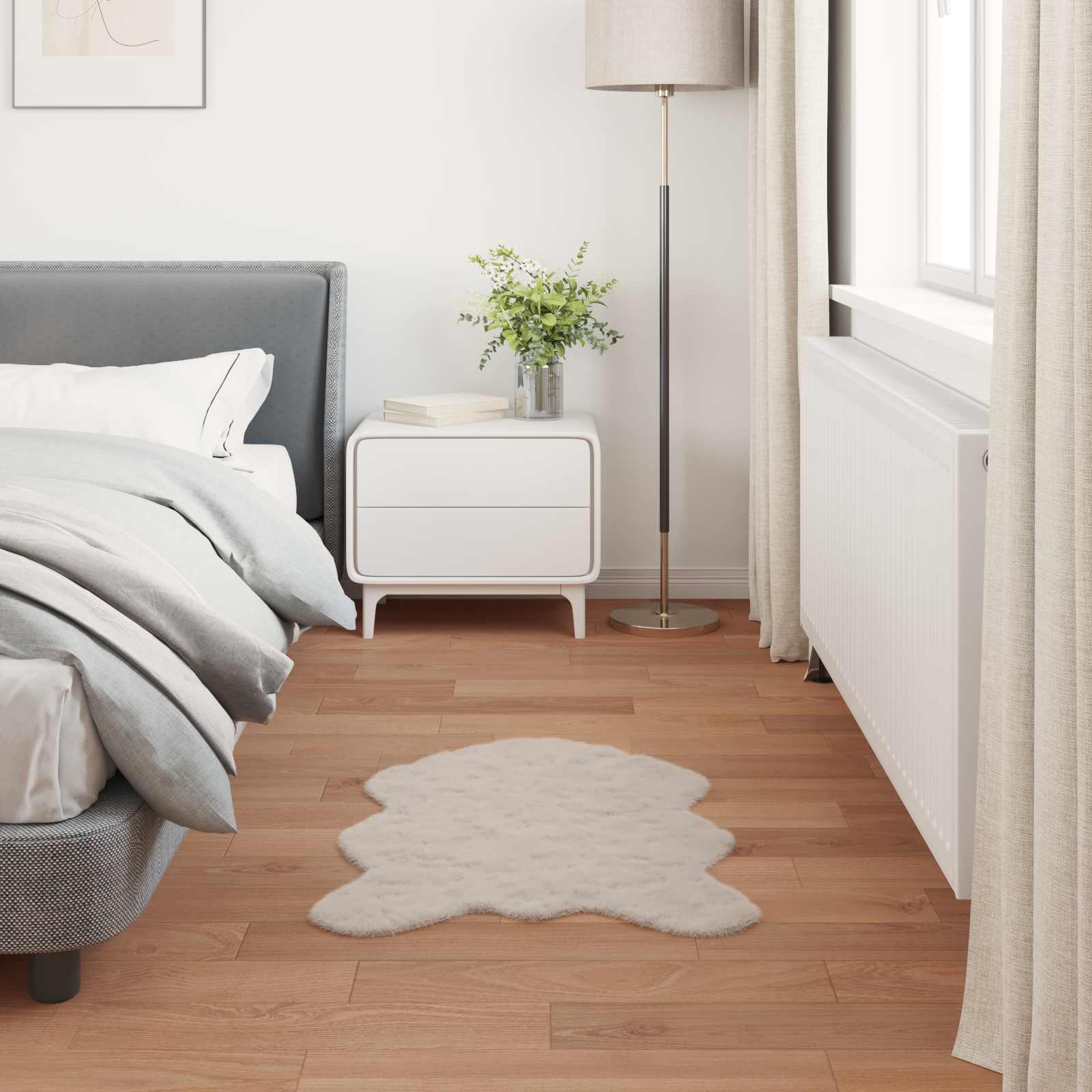 Protuklizni tepih od umjetnog zečjeg krzna OLITE Bež 60 x 90 cm
