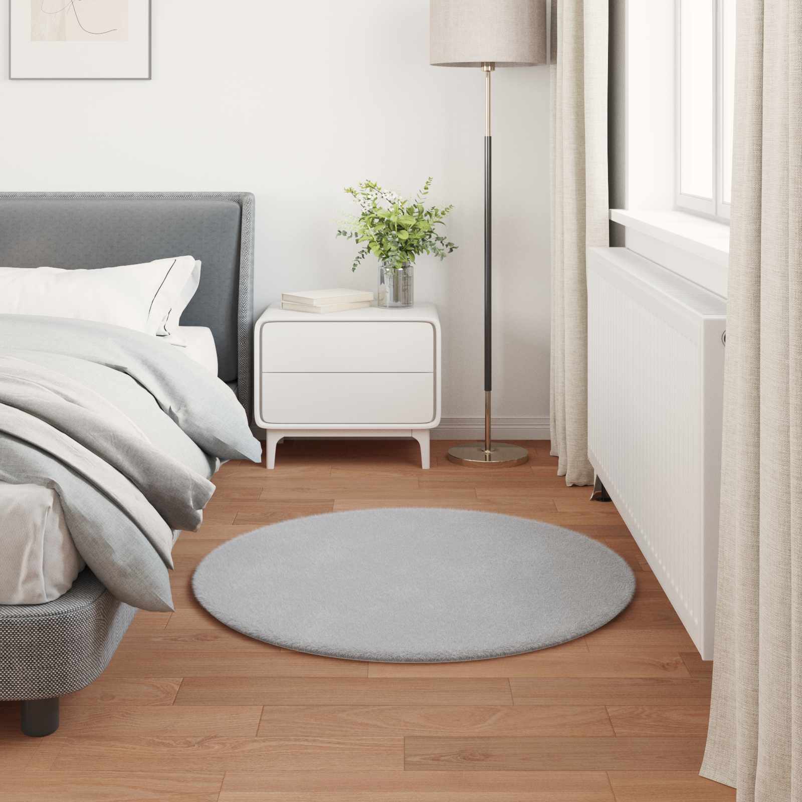 Protuklizni tepih od umjetnog zečjeg krzna OLITE Siva Ø 80 cm