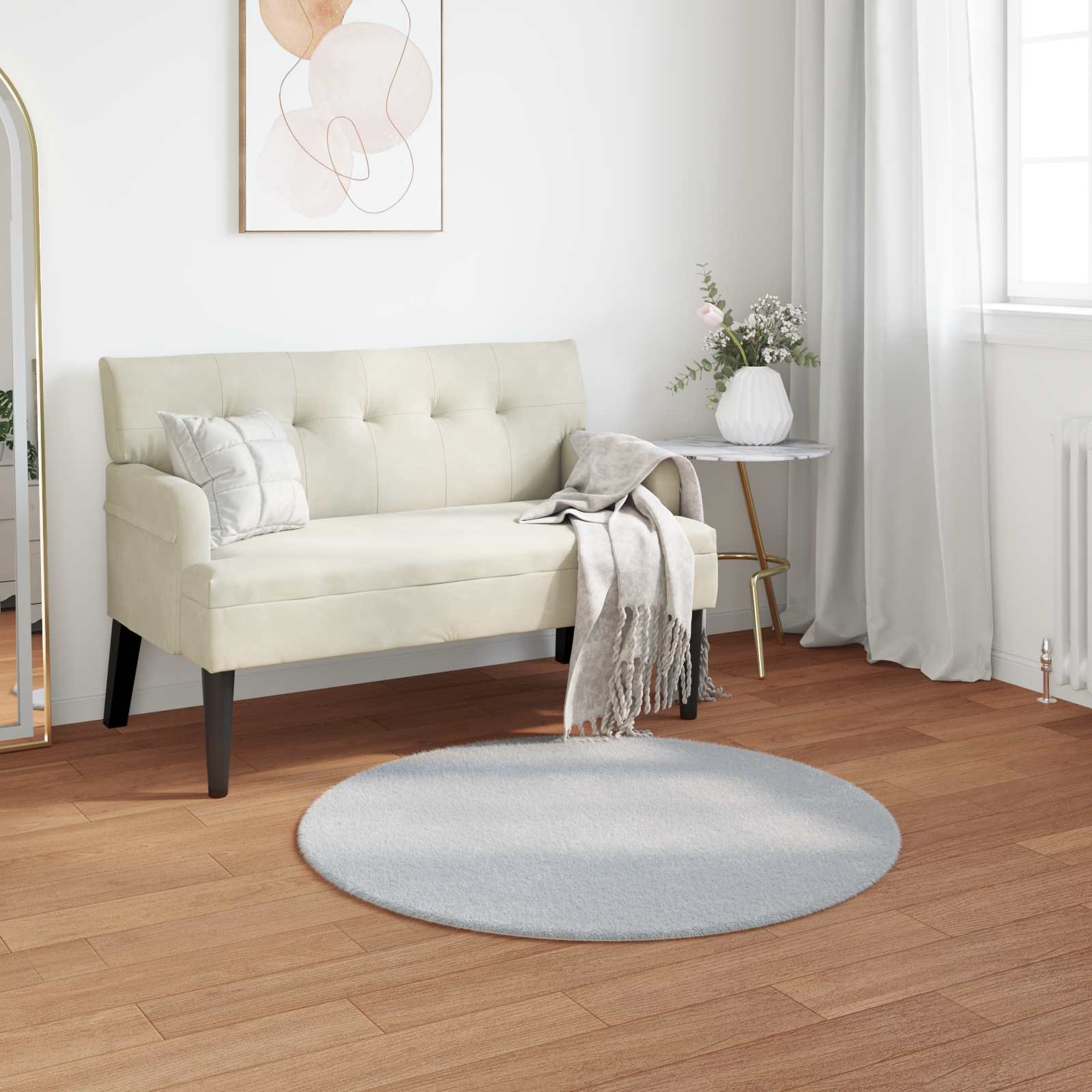 Protuklizni tepih od umjetnog zečjeg krzna OLITE Siva Ø 120 cm
