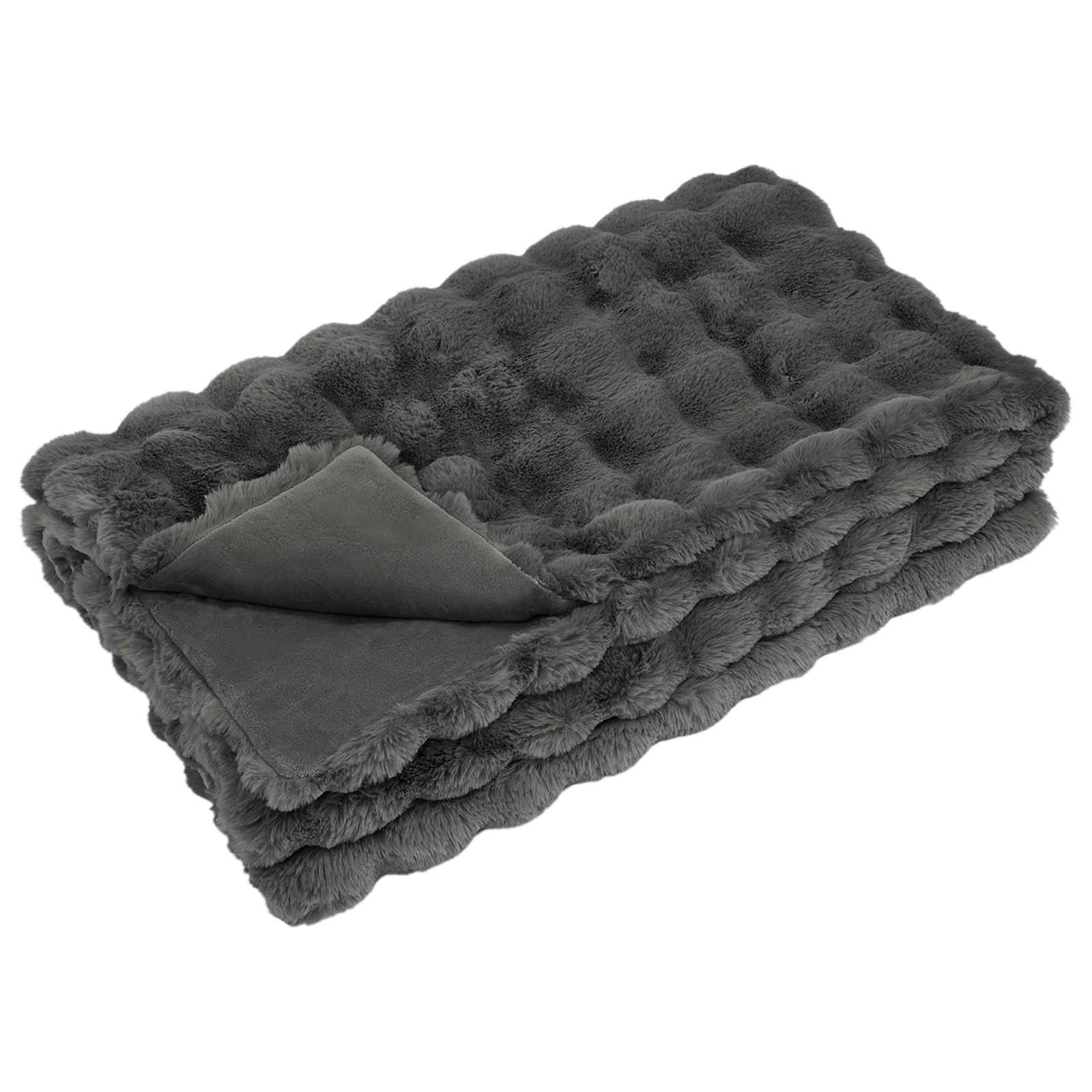 Protuklizna deka od umjetnog zečjeg krzna Olite 4 pcs Tamnosiva