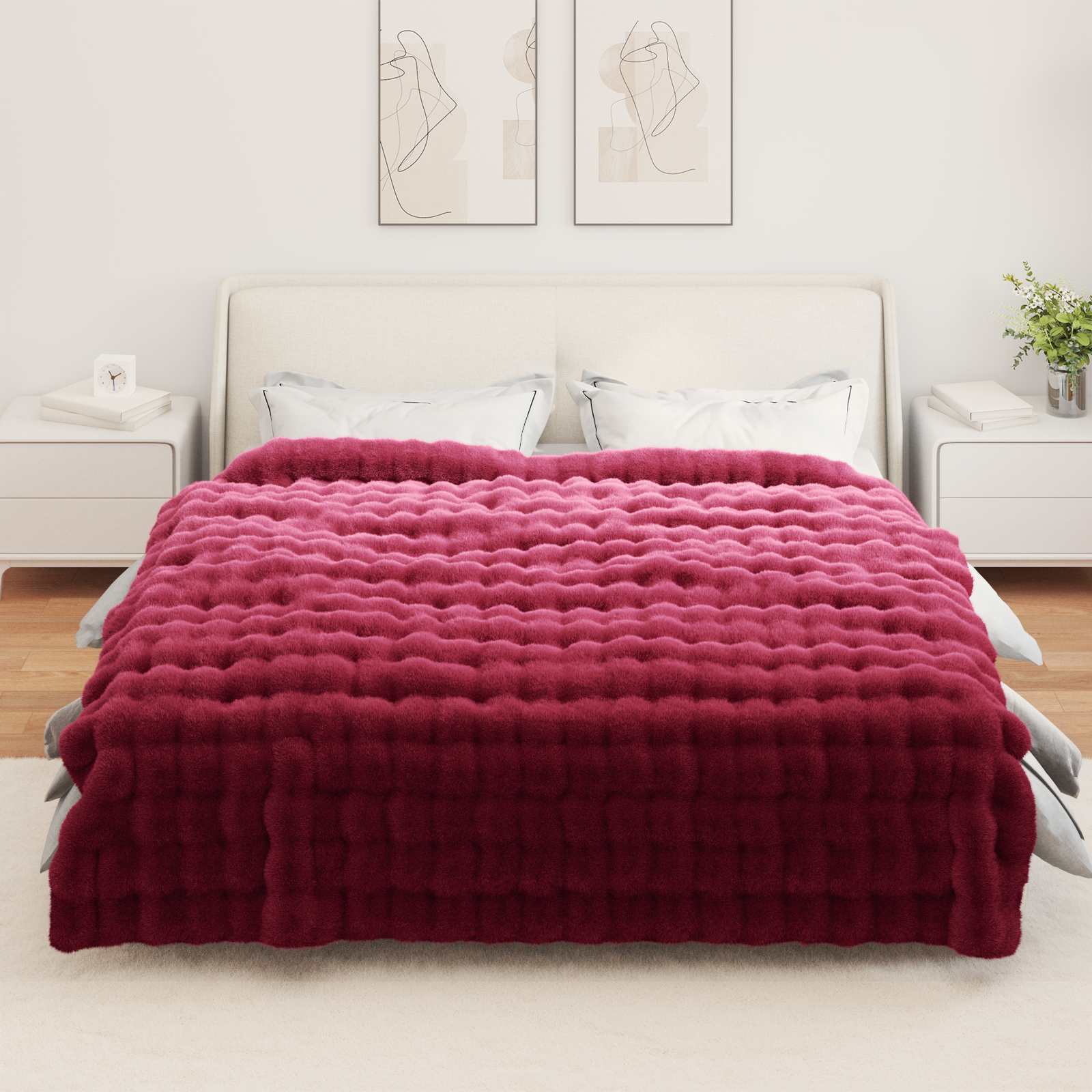 Protuklizna deka od umjetnog zečjeg krzna Olite 4 pcs Poliester