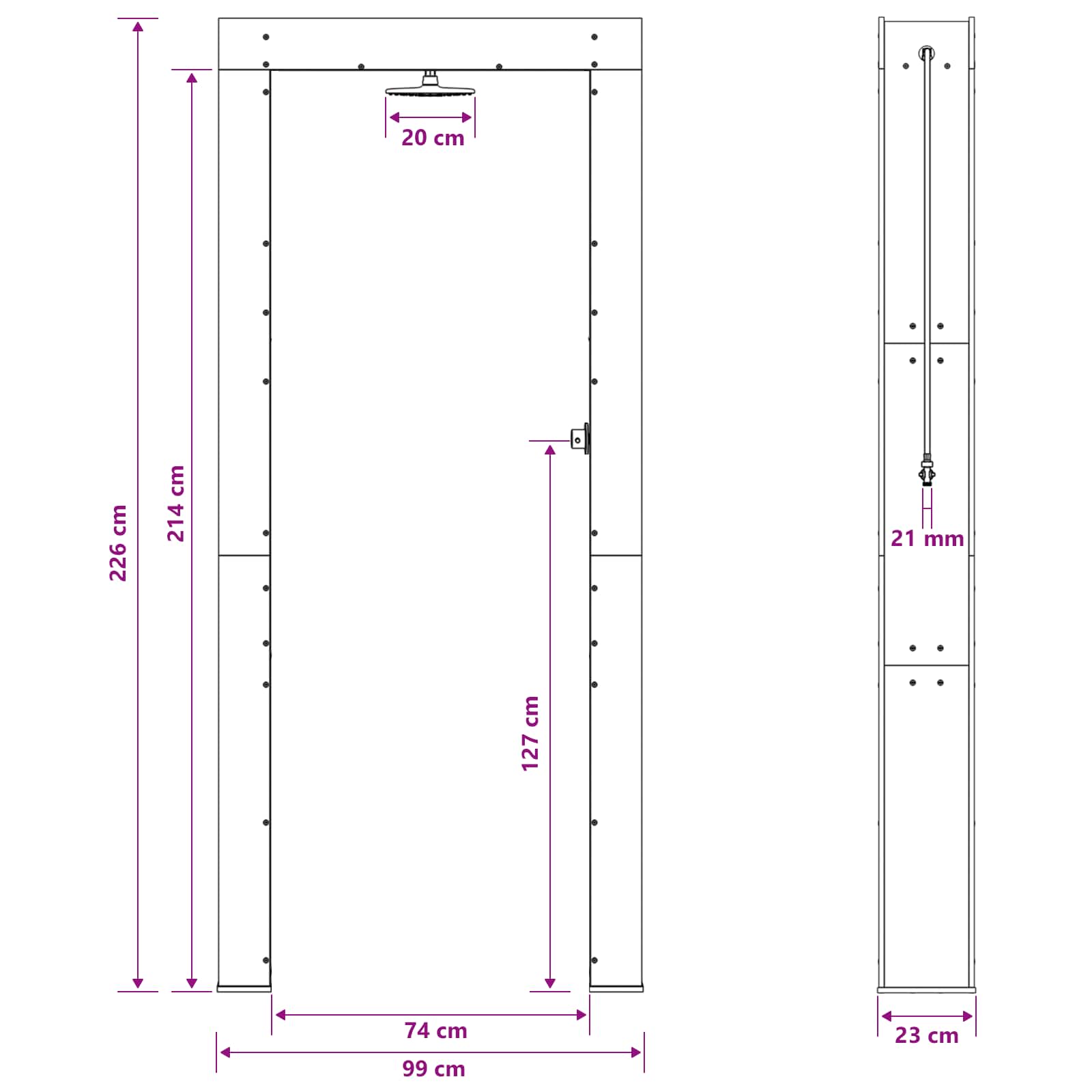 Vanjski tuš 226 cm Impregnirano borovo drvo i nehrđajući čelik