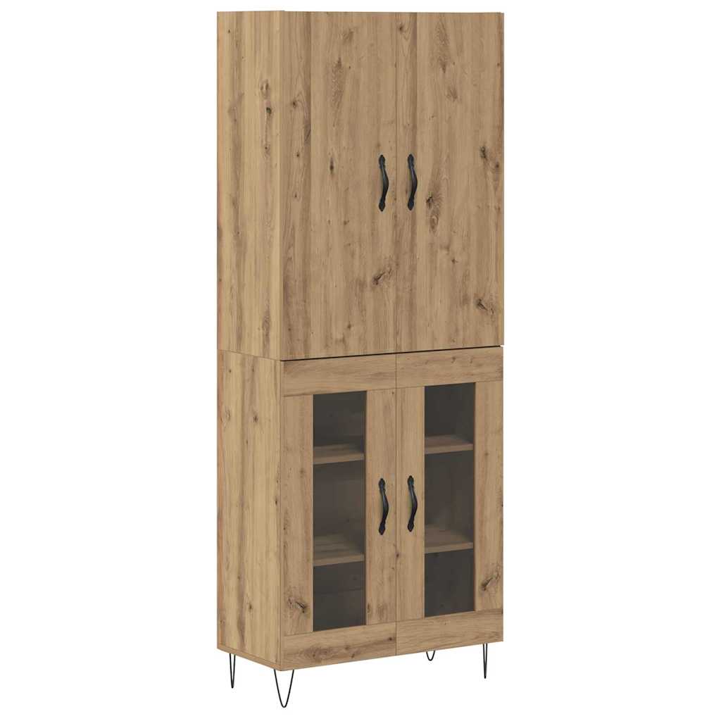 Highboard 2 pcs Umjetnički hrast Inženjersko drvo i staklo