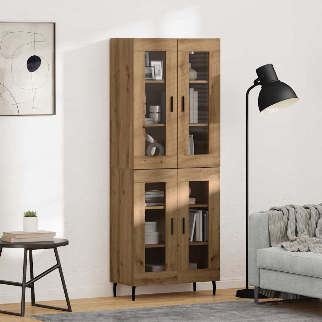 Highboard 2 pcs Umjetnički hrast Inženjerska drva i staklo