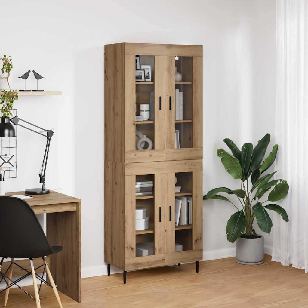 Highboard 2 pcs Umjetnički hrast Inženjerska drva i staklo