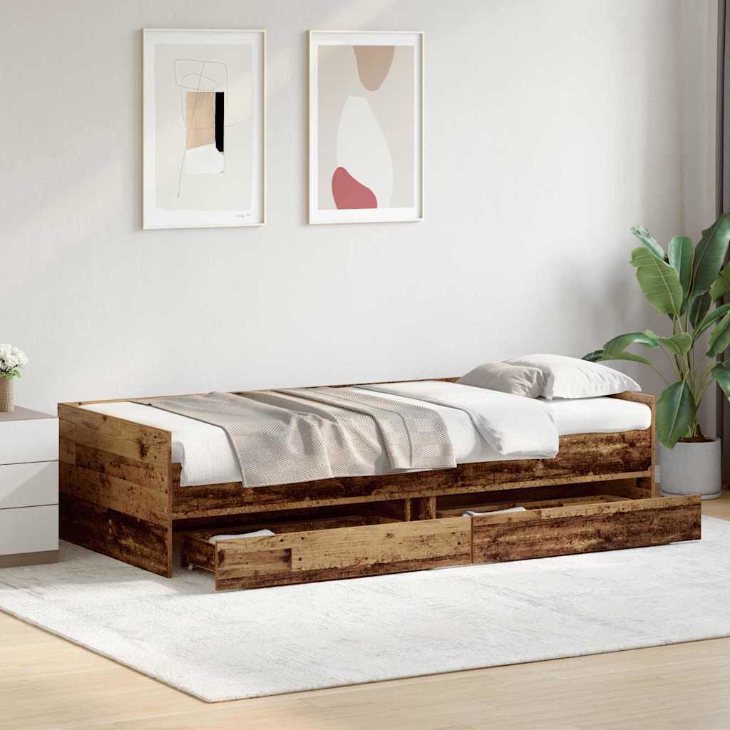Krevetna konstrukcija s ladicama Staro drvo 100 x 200 cm