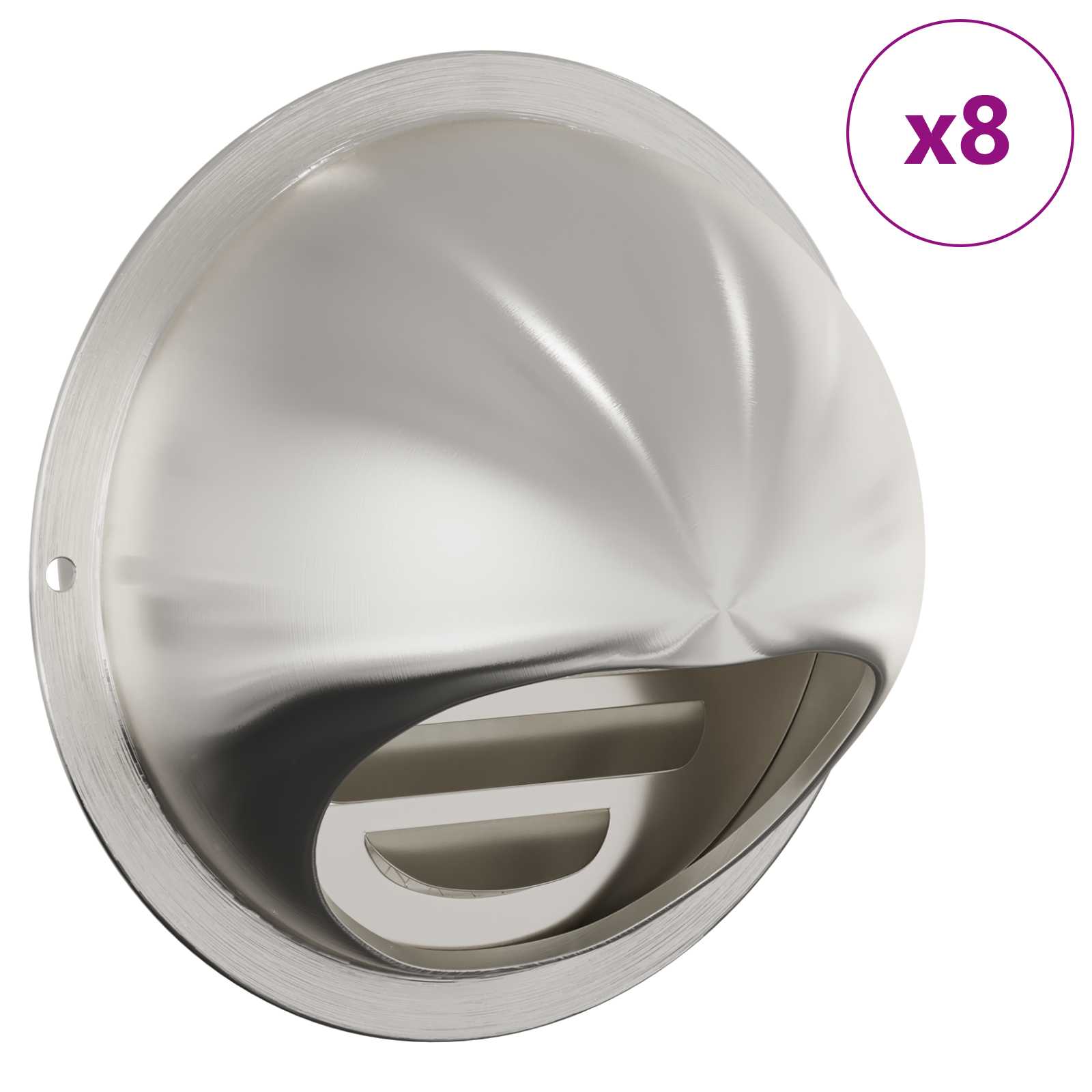 Pokrov ventilacije 8 pcs Srebrno 80 mm Nehrđajući čelik