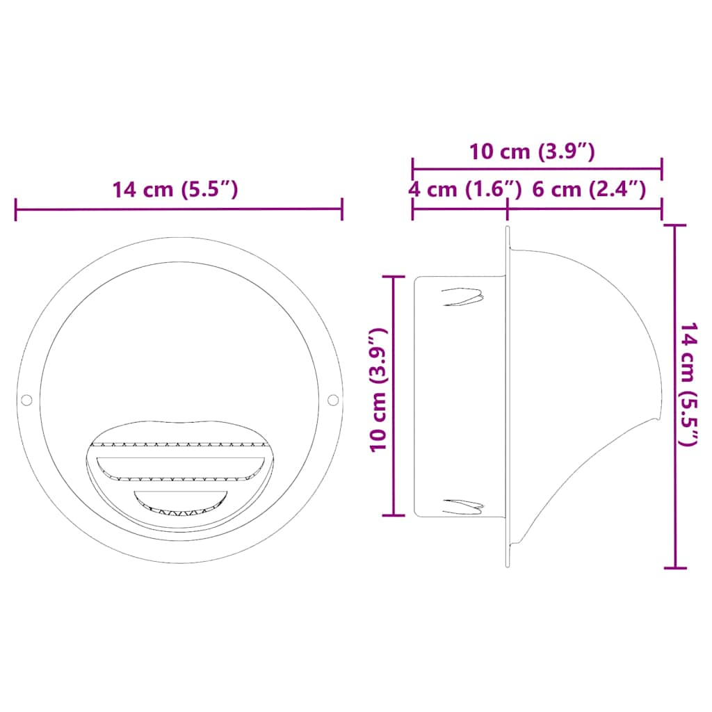 Pokrov ventilacije 2 pcs Srebrno 100 mm Nehrđajući čelik