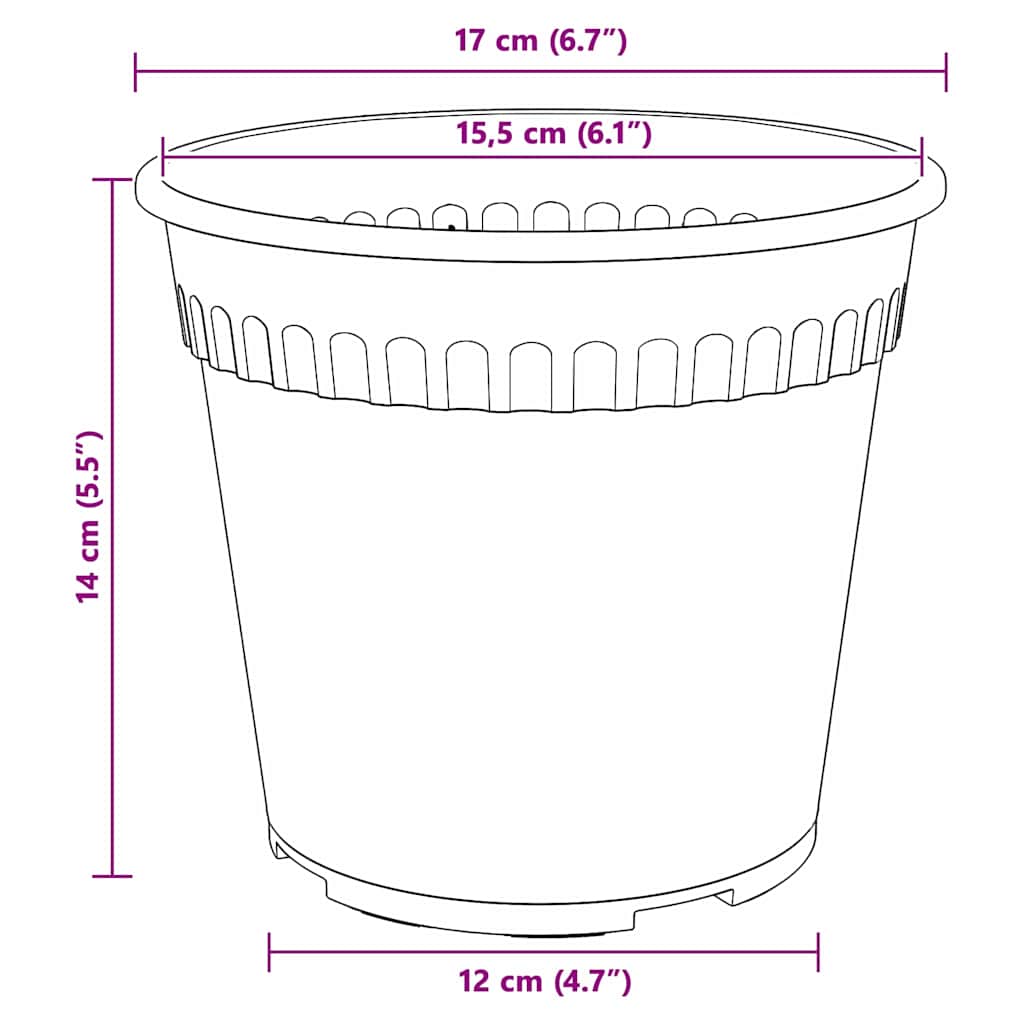Okrugla saksija za cveće 6 pcs Crvena cigla Ø 17 x 14 cm