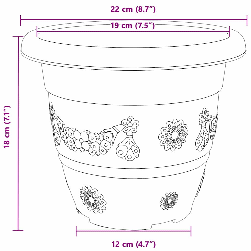 Okrugla saksija za cveće 6 pcs Crvena cigla Ø 22 x 18 cm