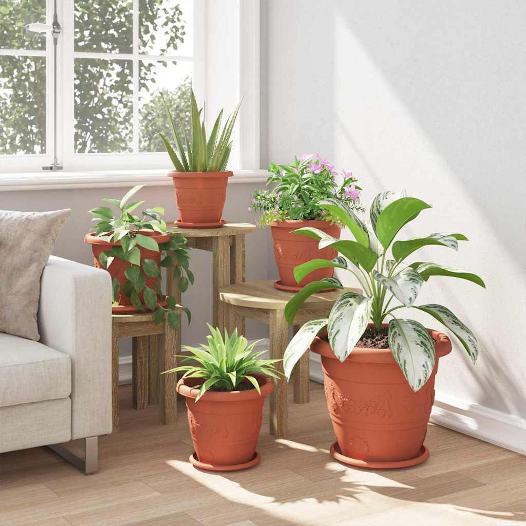 Okrugla saksija za cveće 6 pcs Crvena cigla Ø 26 x 21.5 cm