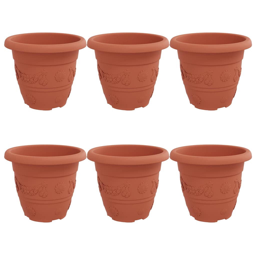 Okrugla saksija za cveće 6 pcs Crvena cigla Ø 26 x 21.5 cm