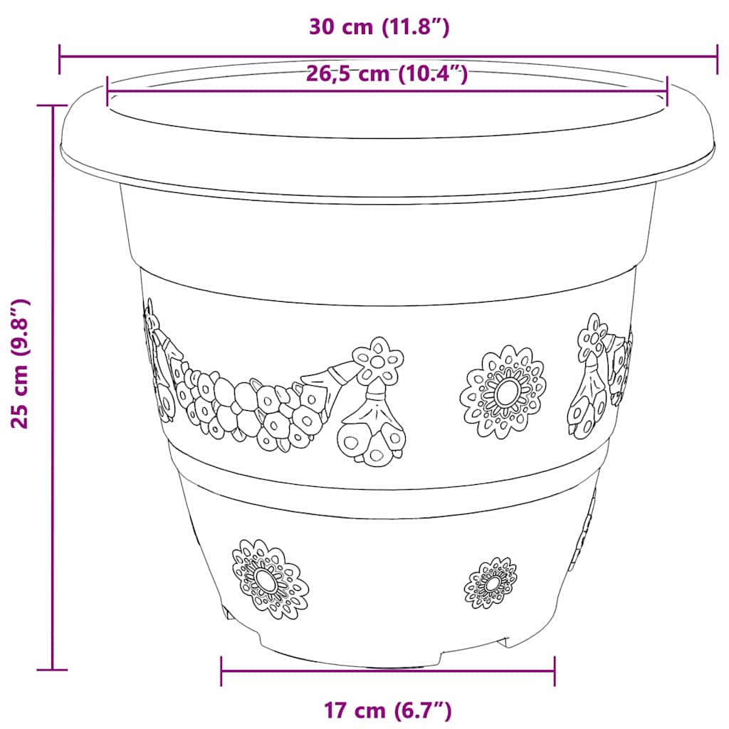 Okrugla saksija za cveće 6 pcs Crvena cigla Ø 30 x 25 cm