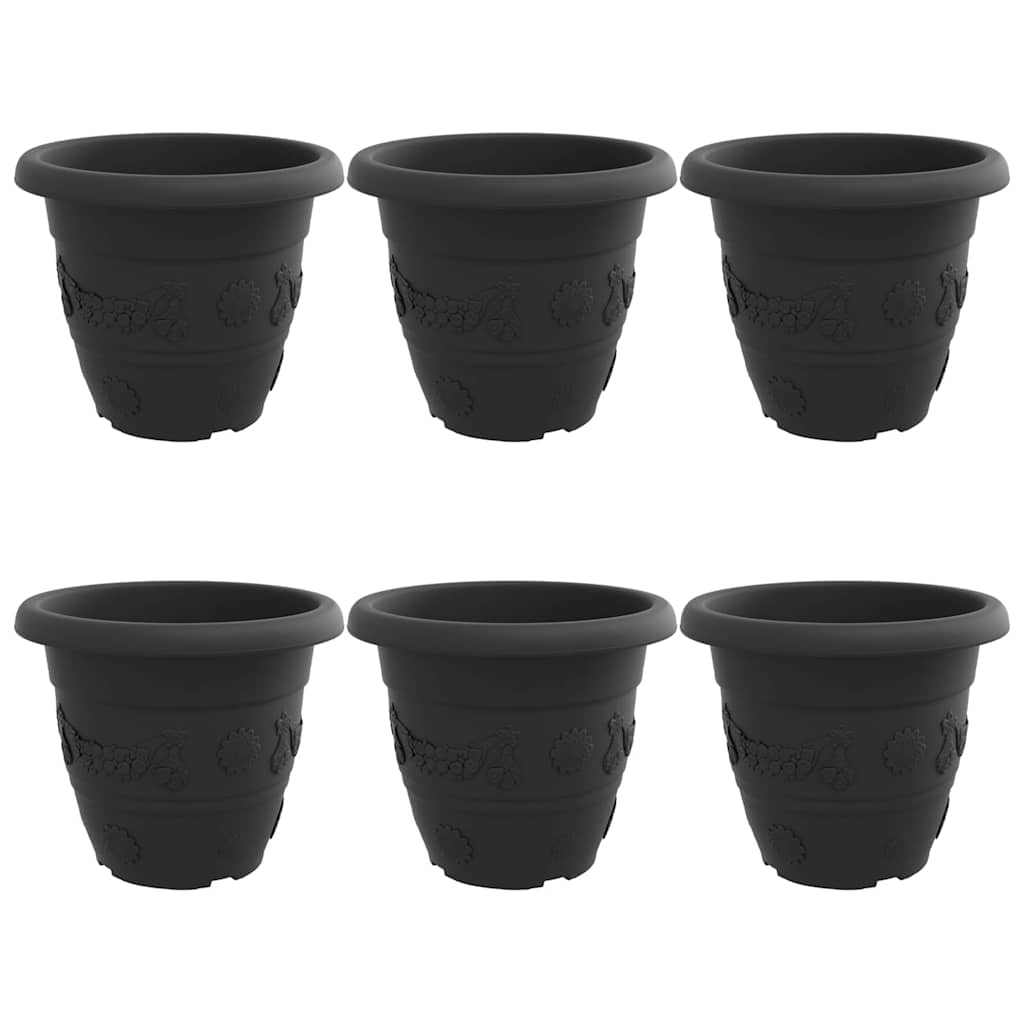 Okrugla saksija za cveće 6 pcs Crna Ø 39 x 32 cm Plastika