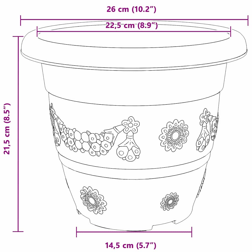 Okrugla saksija za cveće 24 pcs Crvena cigla Ø 26 x 21.5 cm