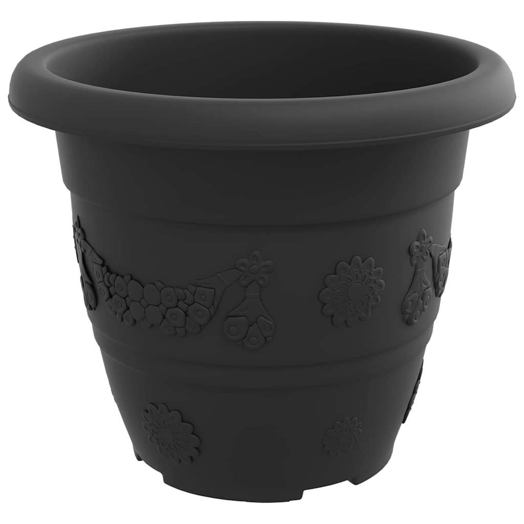 Okrugla saksija za cveće 24 pcs Crna Ø 22 x 18 cm Plastika