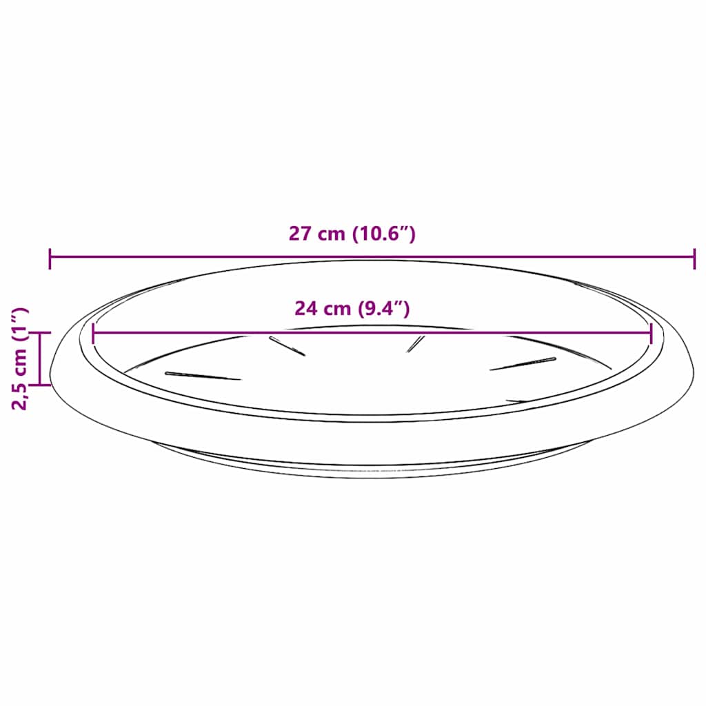 Kružni Pladanj za Cvijeće 6 pcs Crvena cigla Ø 27 x 2,5 cm