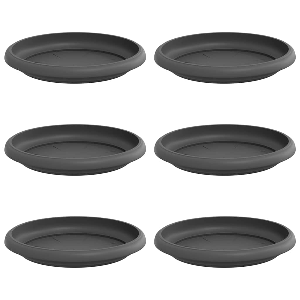 Kružni Pladanj za Cvijeće 6 pcs Crna Ø 14 x 2 cm Plastika